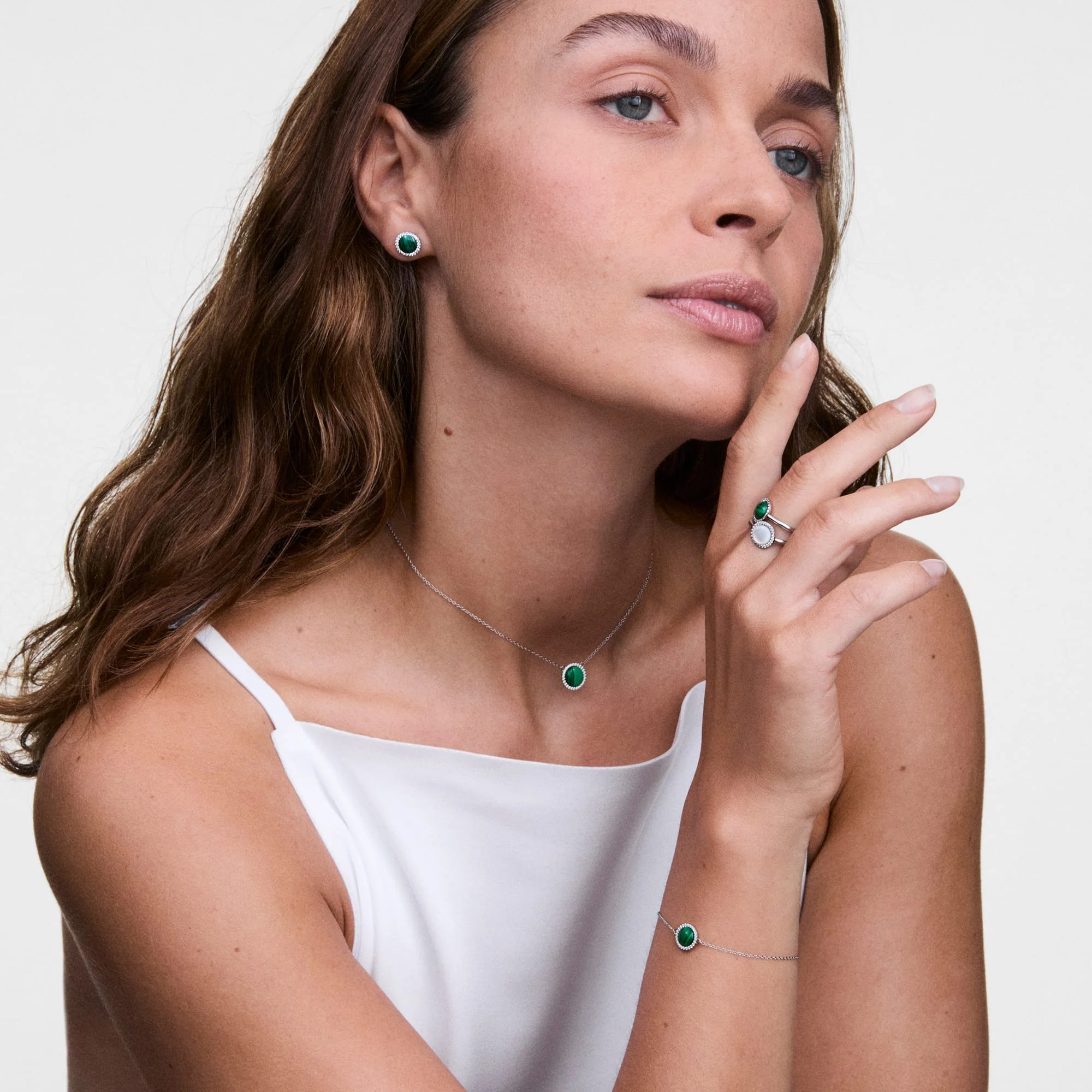 Audrey Earrings Malachite Silver - Image 2