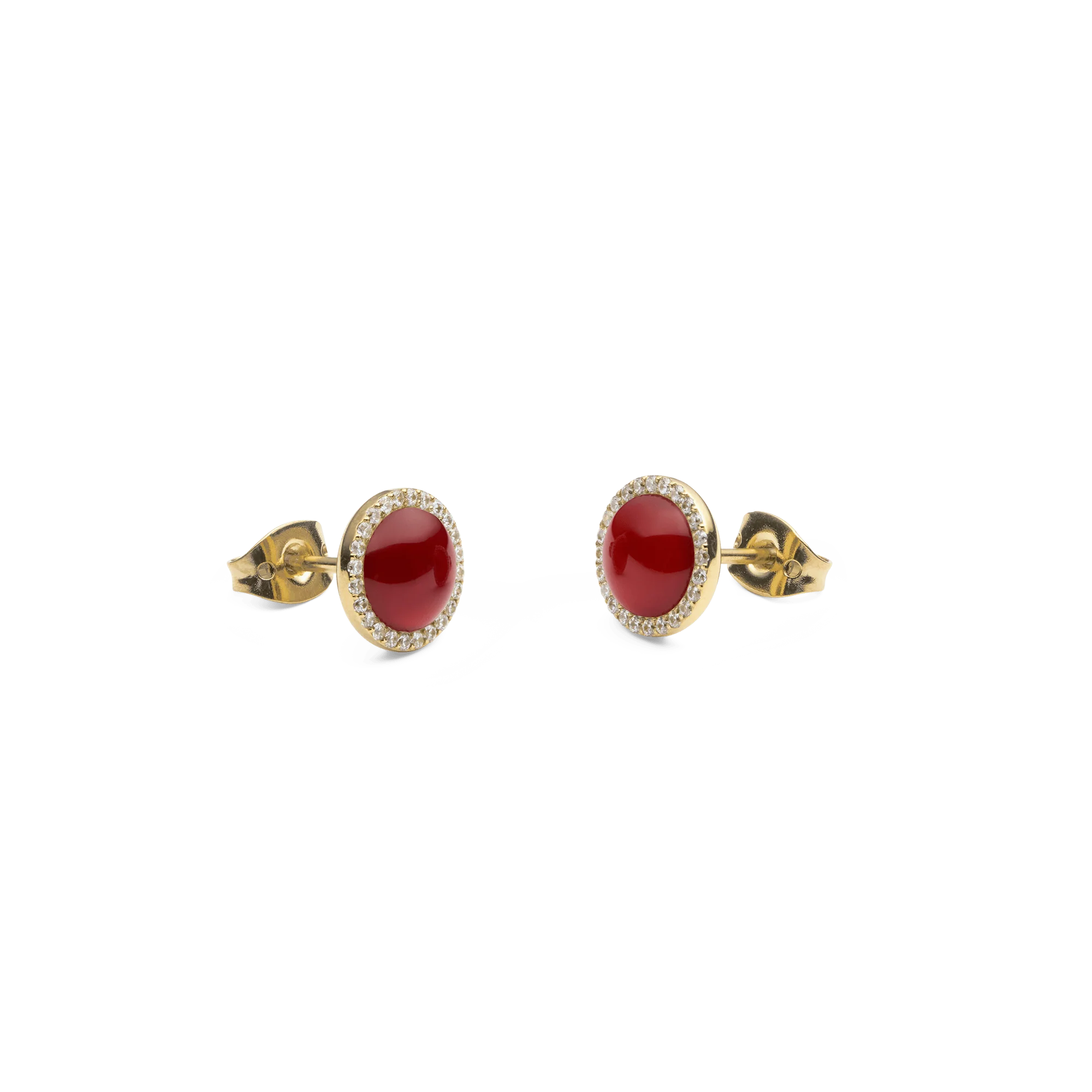 Audrey Earrings Red Agathe Gold - Image 3