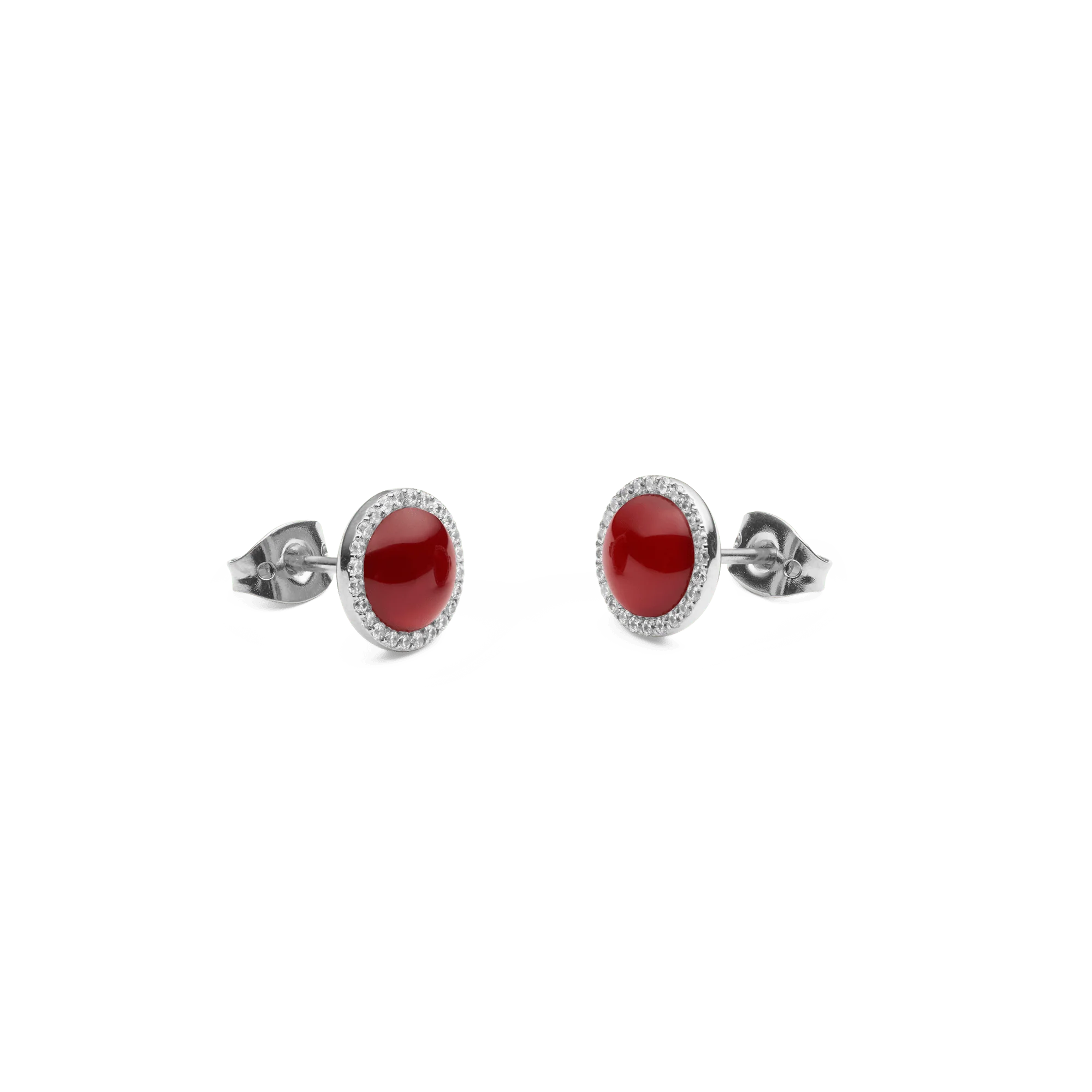 Audrey Earrings Red Agathe Silver - Image 3