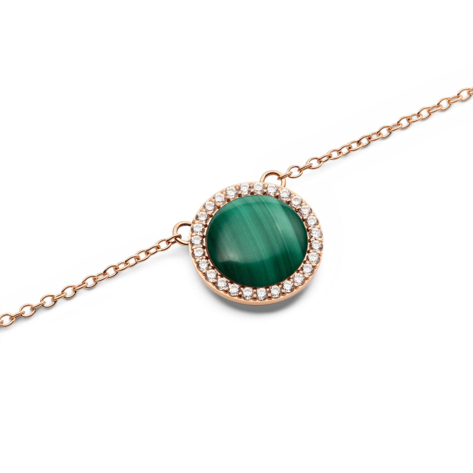 Audrey Necklace Malachite Rose Gold