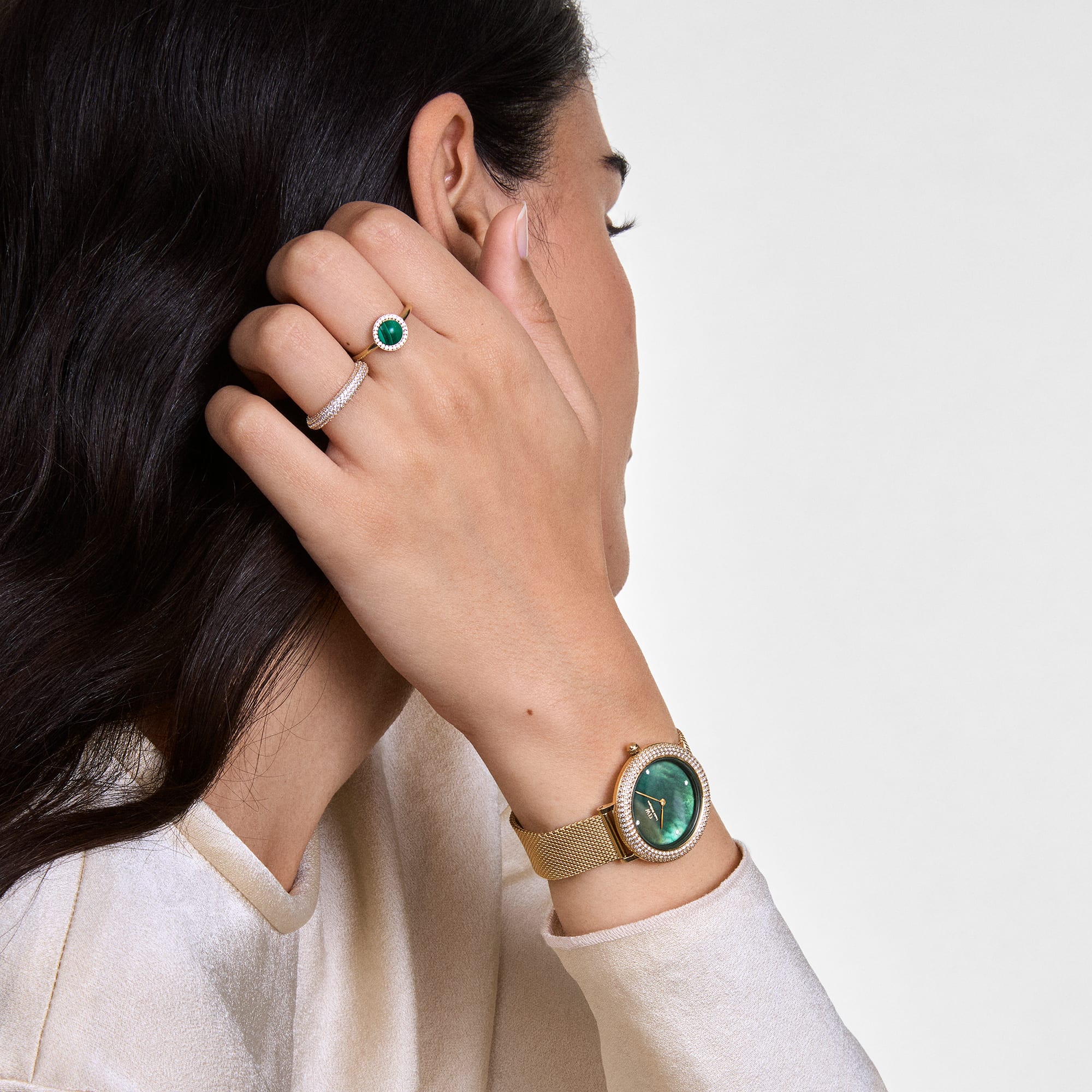 Audrey Ring Malachite Gold - Image 2