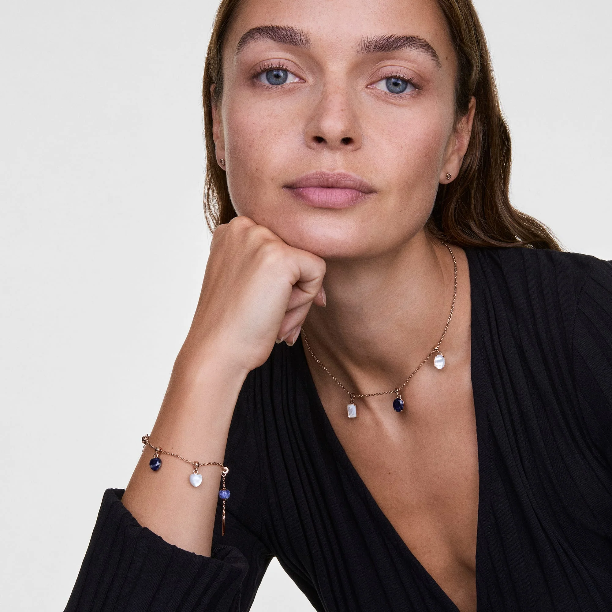 Blue Spot Orb Rose Gold Charm - Image 2