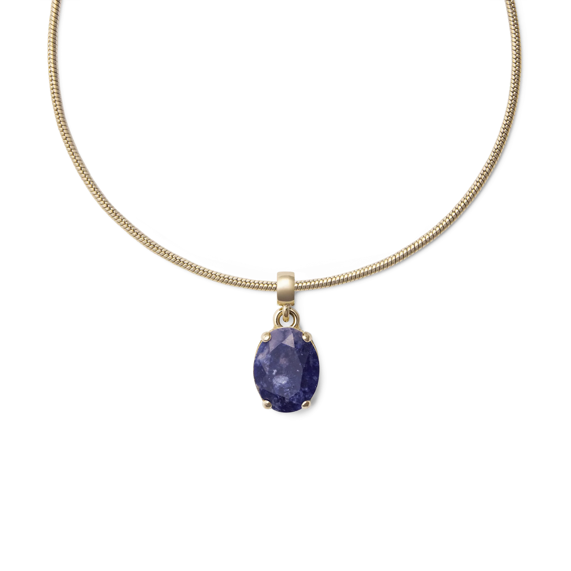 Blue Spot Oval Gold Charm - Image 3