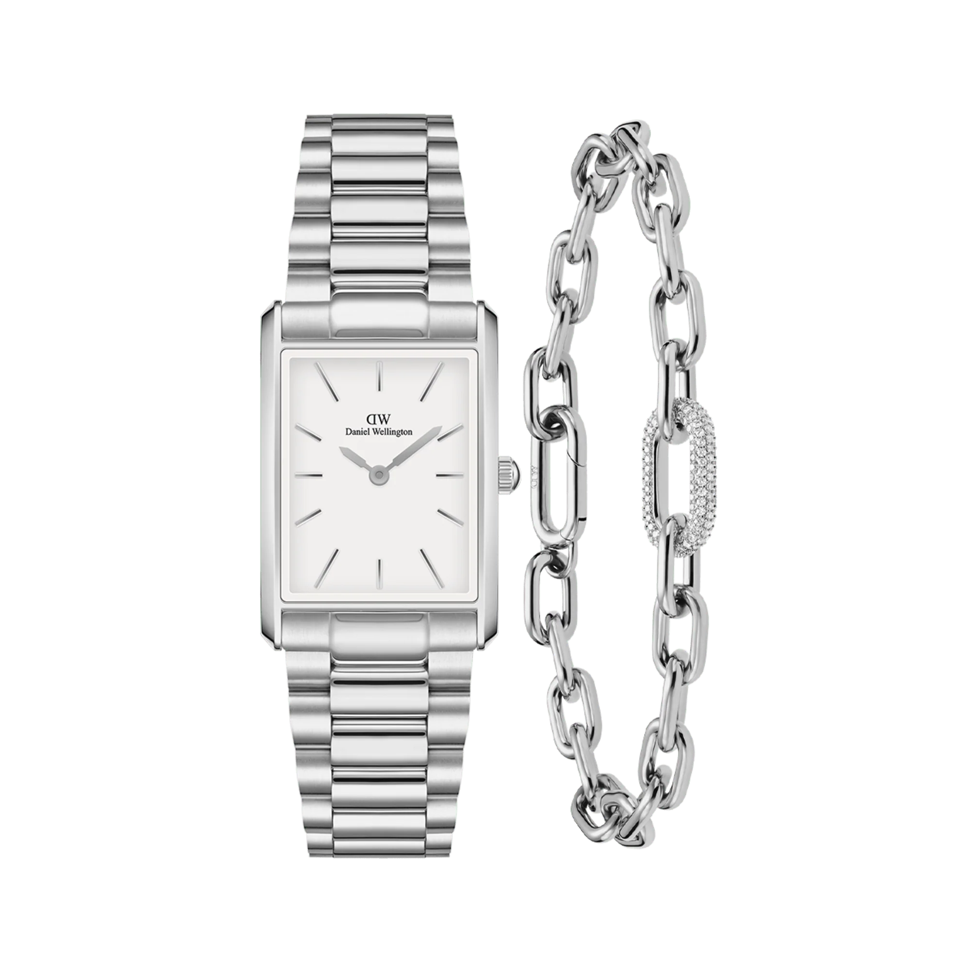 Bound 3 Link & Crystal Link Bracelet Silver