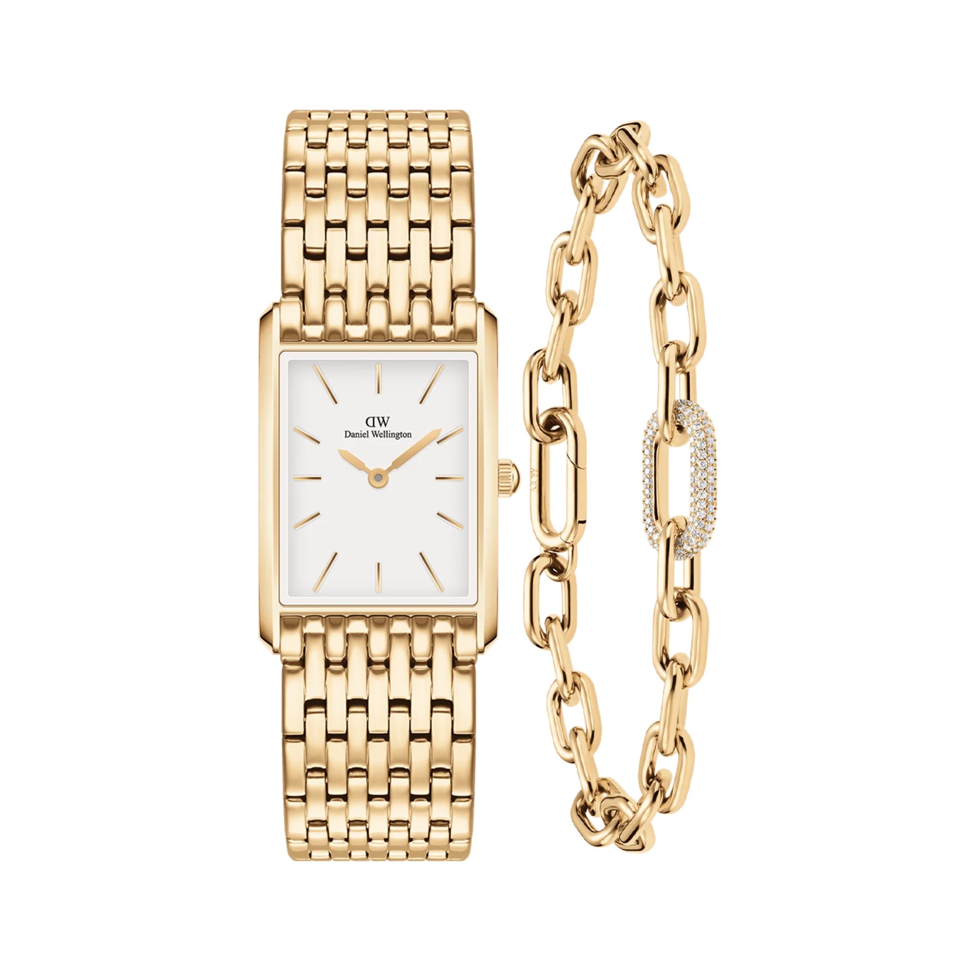 Bound 9 Link & Crystal Link Bracelet Gold