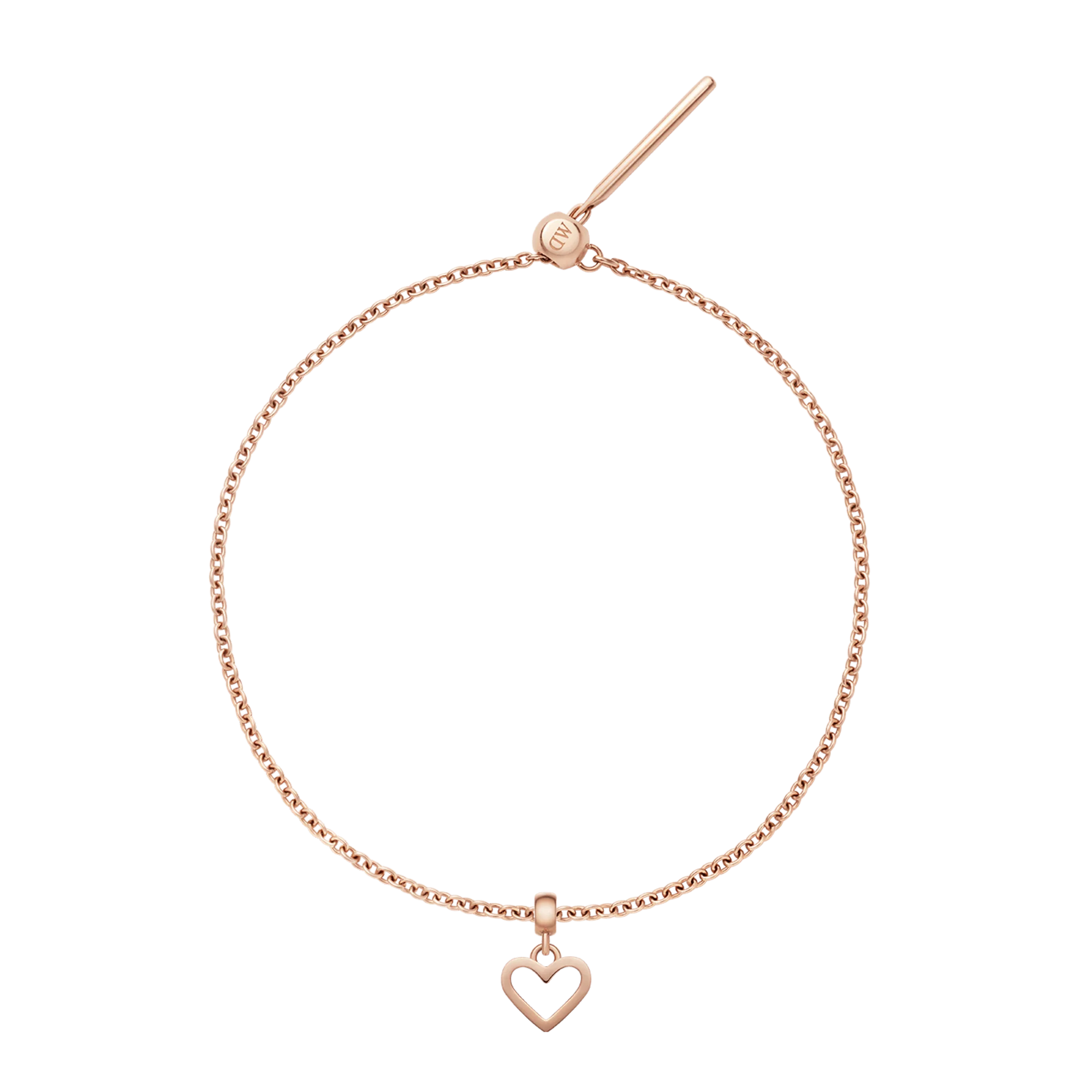 Heart Hanging Shape Rose Gold Charm + Chain Bracelet RG
