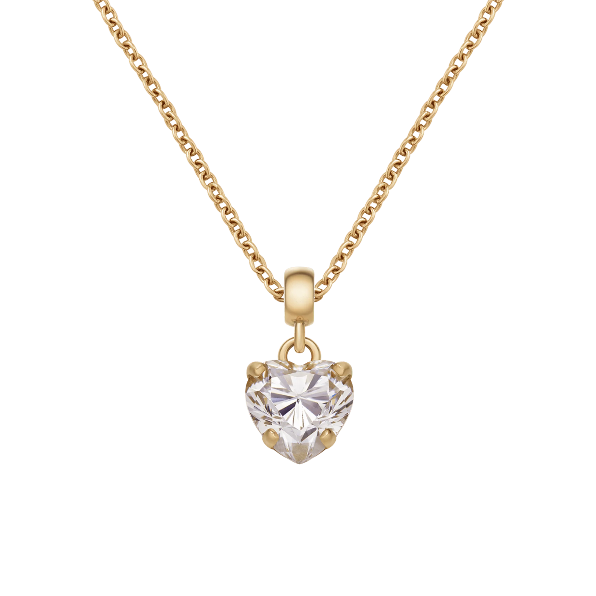 Heart Crystal White Gold Charm + Chain Necklace G