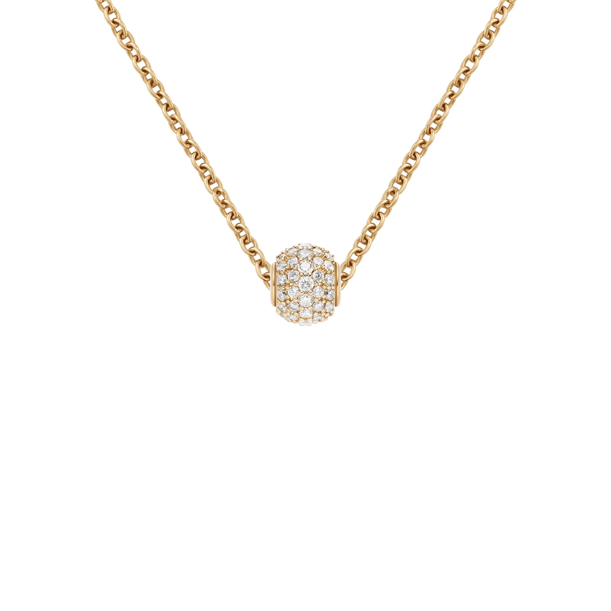 Pave Orb White Crystal Gold Charm + Chain Necklace G