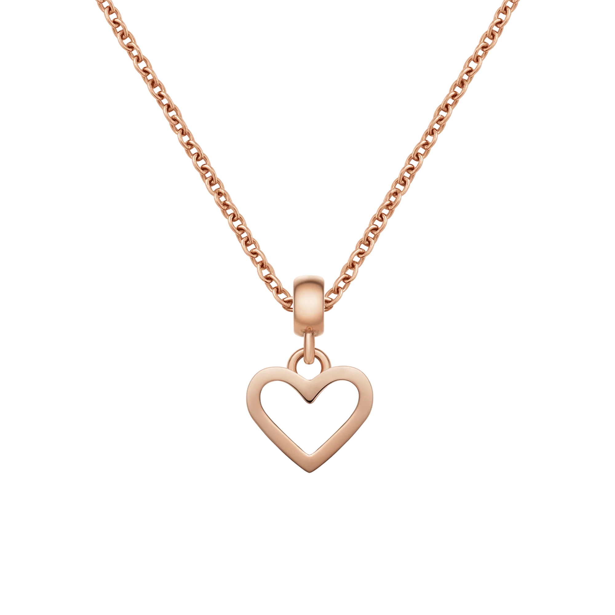 Heart Hanging Shape Rose Gold Charm + Chain Necklace RG