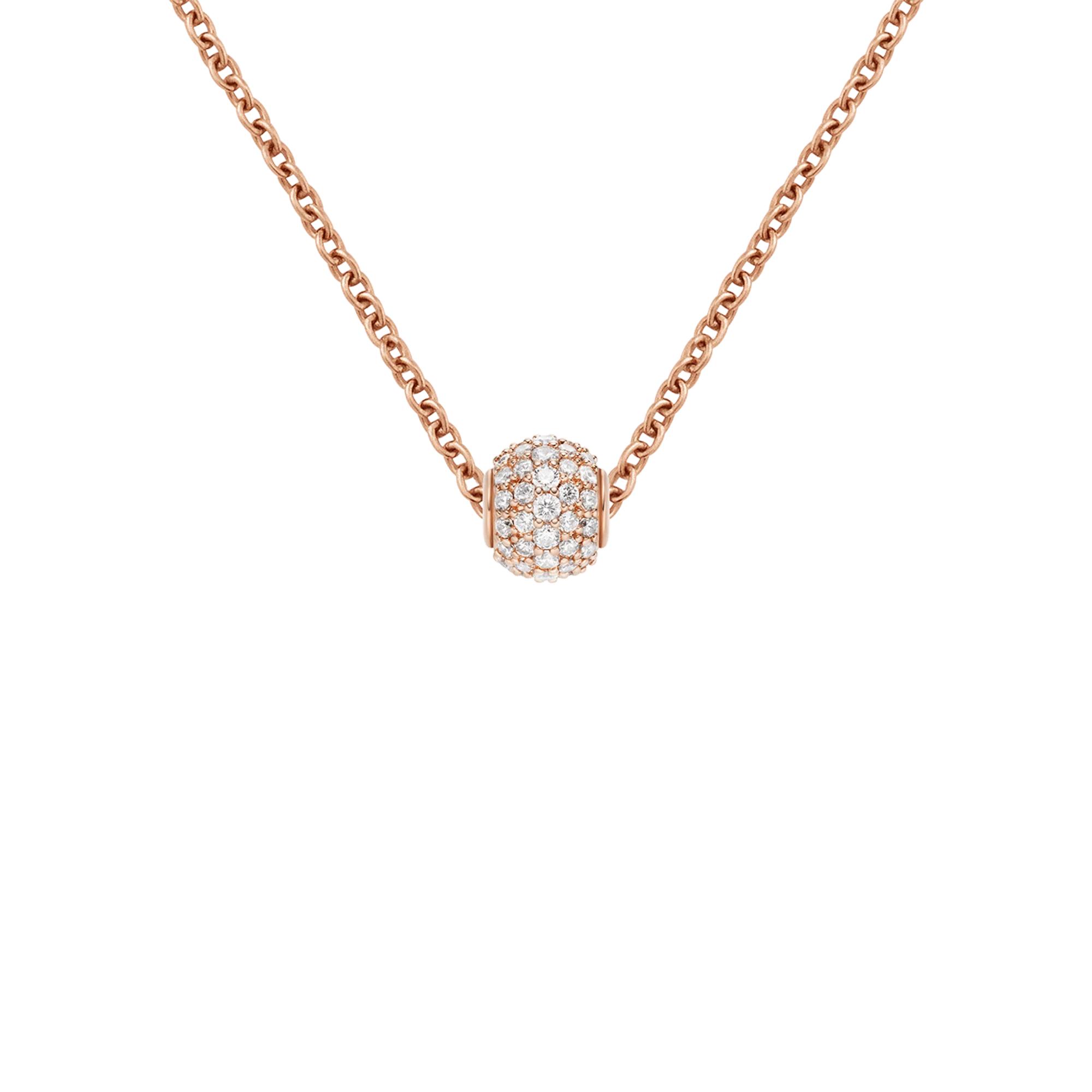 Pave Orb White Crystal Rose Gold Charm + Chain Necklace RG