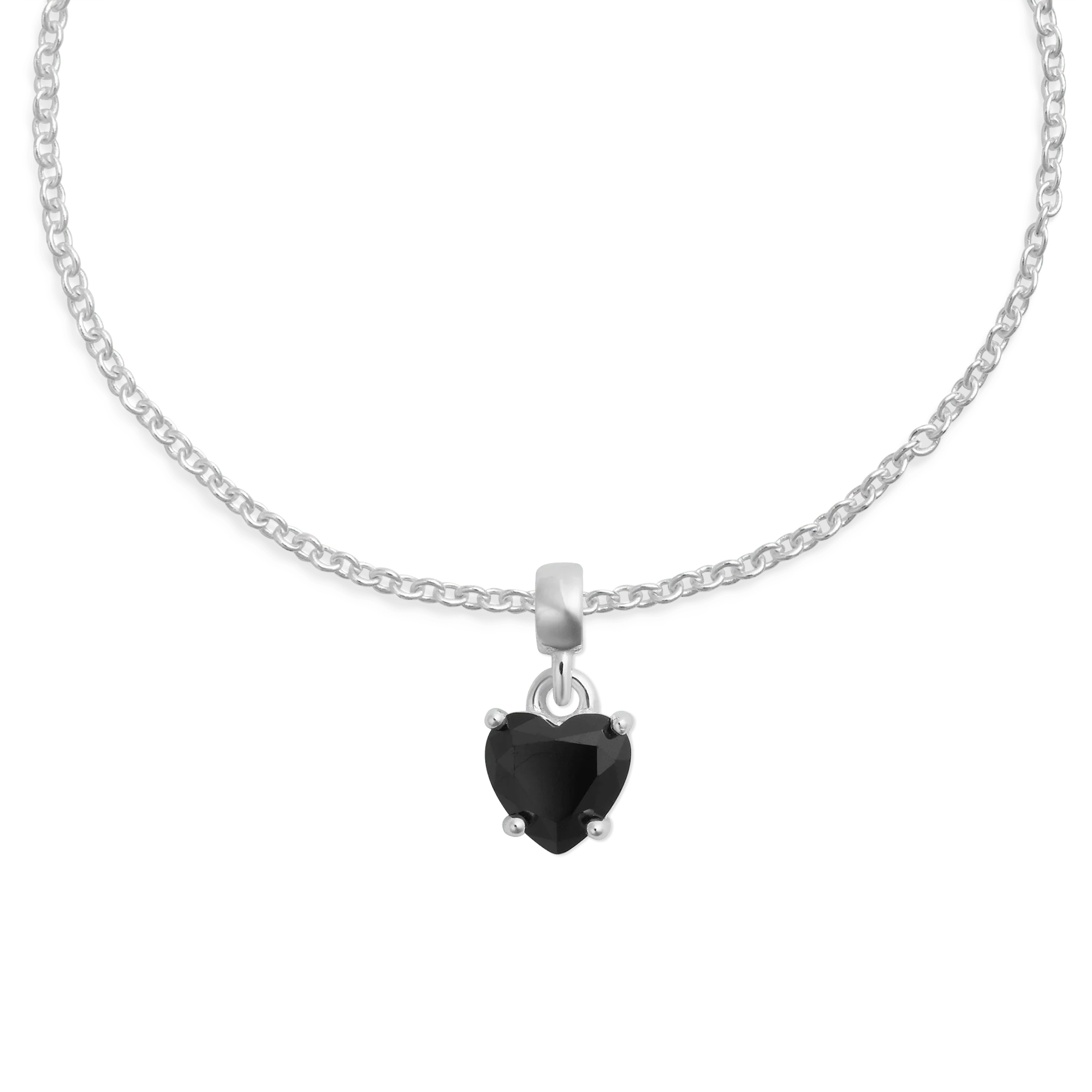 Charm Heart Crystal Black Silver - Image 3