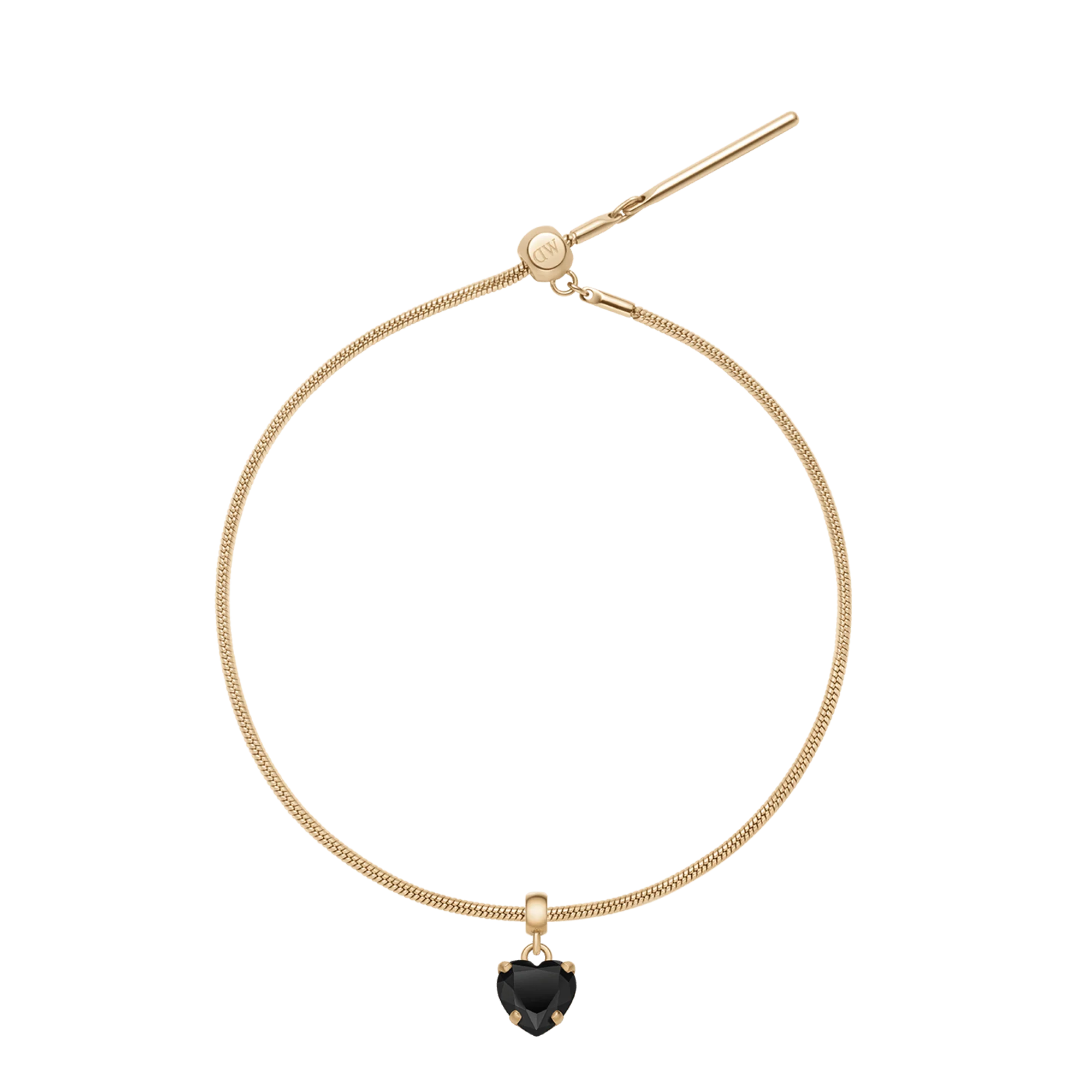 Heart Crystal Black Gold Charm + Snake Bracelet G