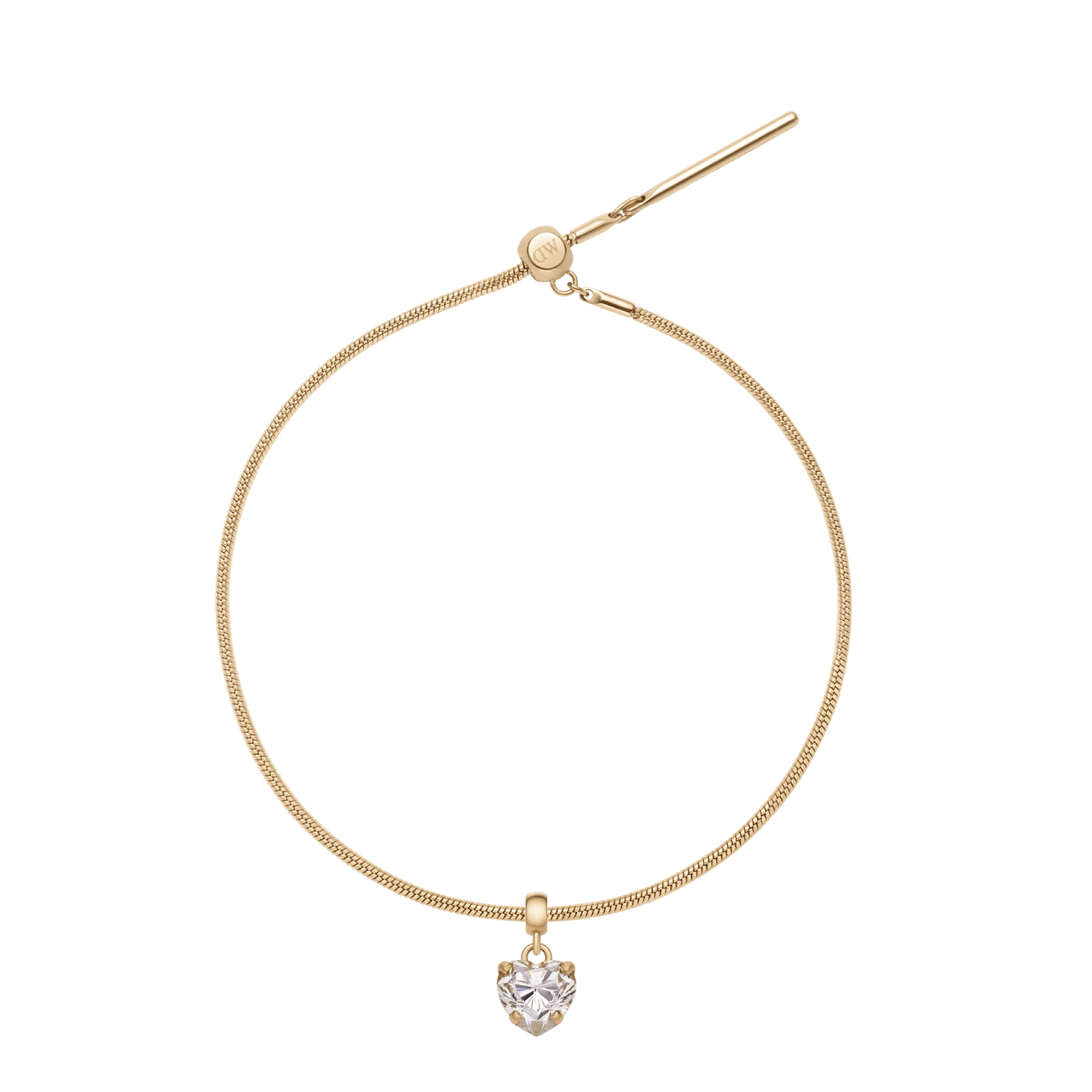 Heart Crystal White Gold Charm + Snake Bracelet G