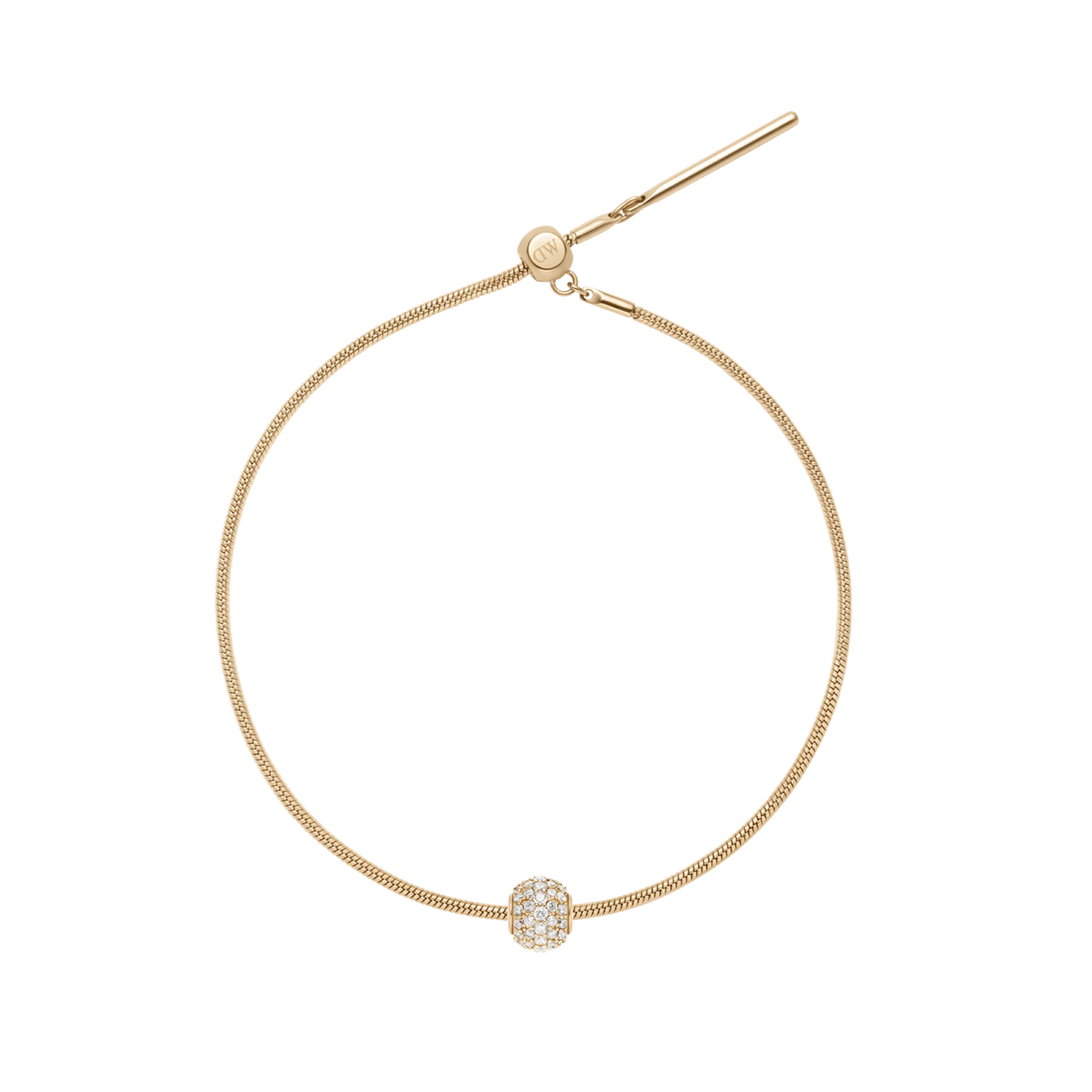 Pave Orb White Crystal Gold Charm + Snake Bracelet G