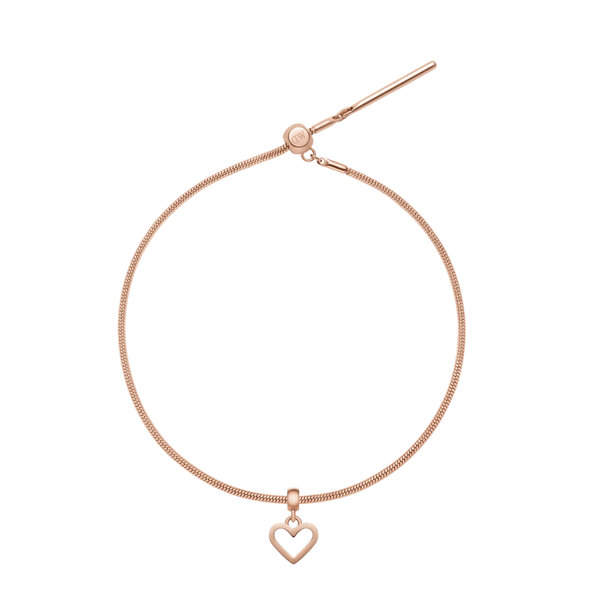 Heart Hanging Shape Rose Gold Charm + Snake Bracelet RG