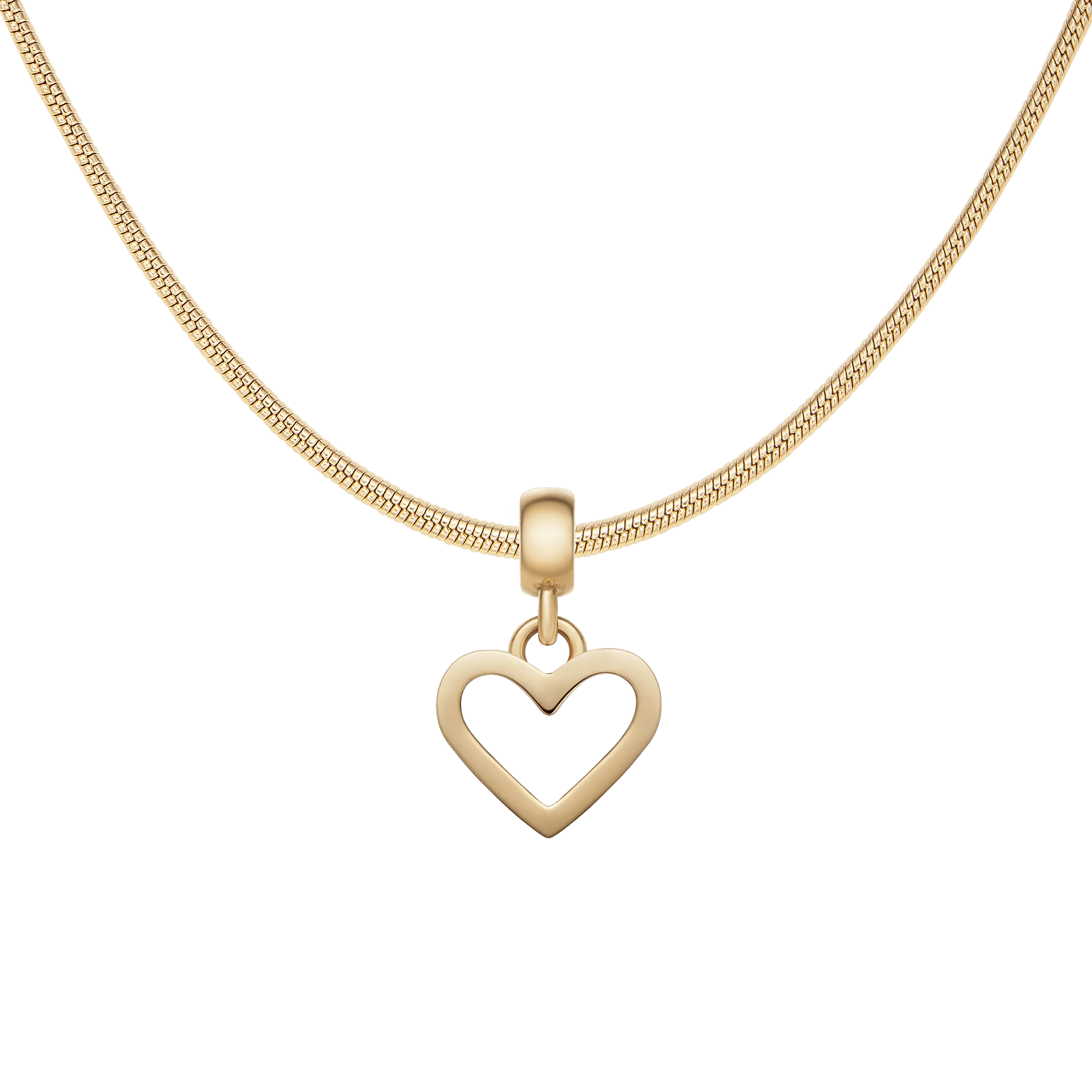 Heart Hanging Shape Gold Charm + Snake Necklace G
