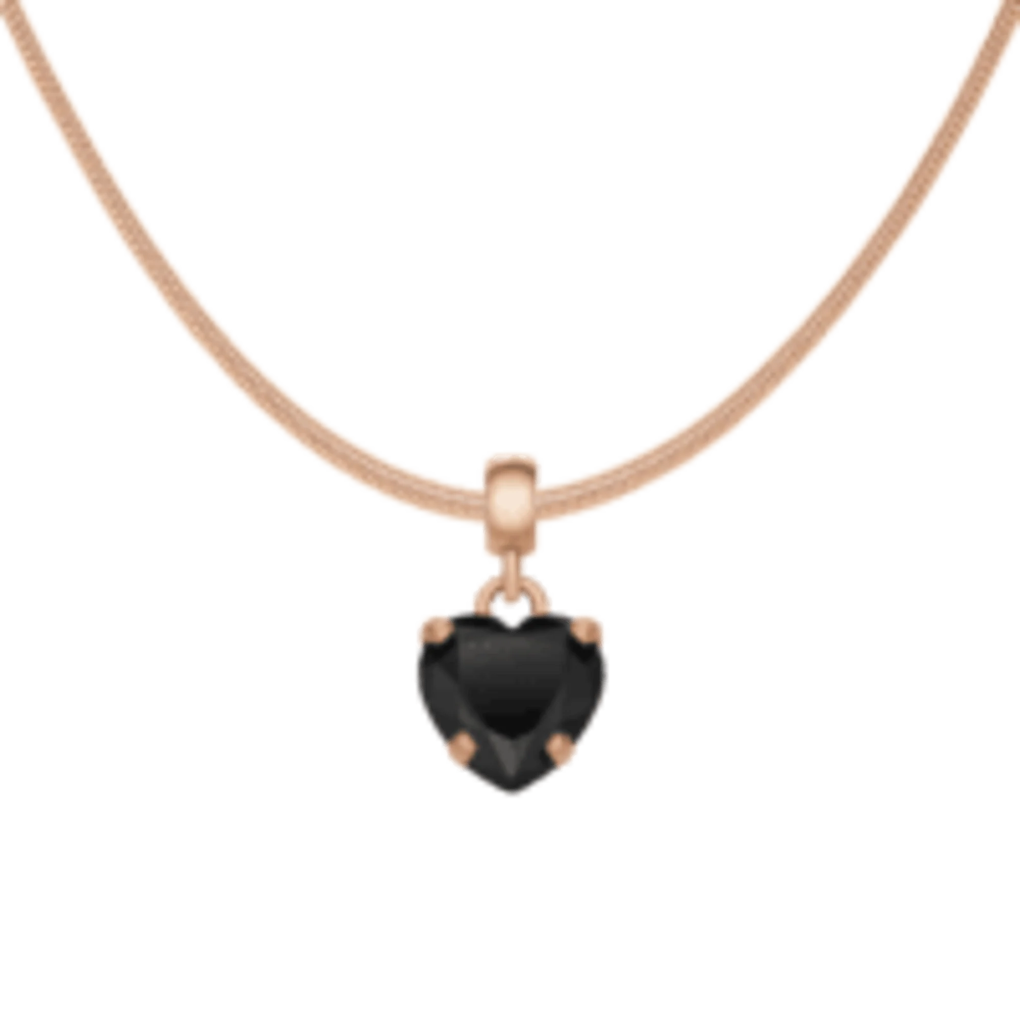 Heart Crystal Black Rose Gold Charm + Snake Necklace RG