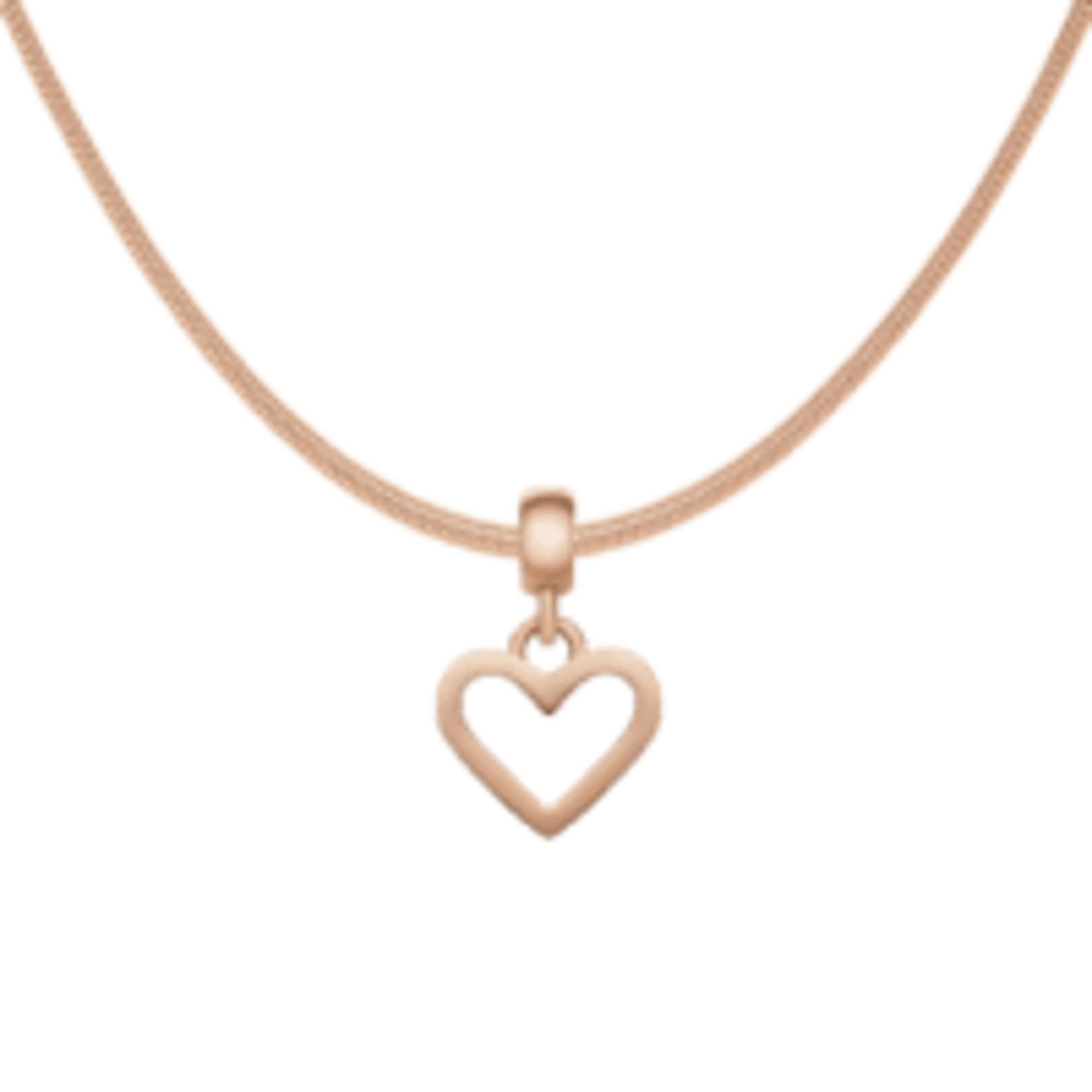 Heart Hanging Shape Rose Gold Charm + Snake Necklace RG