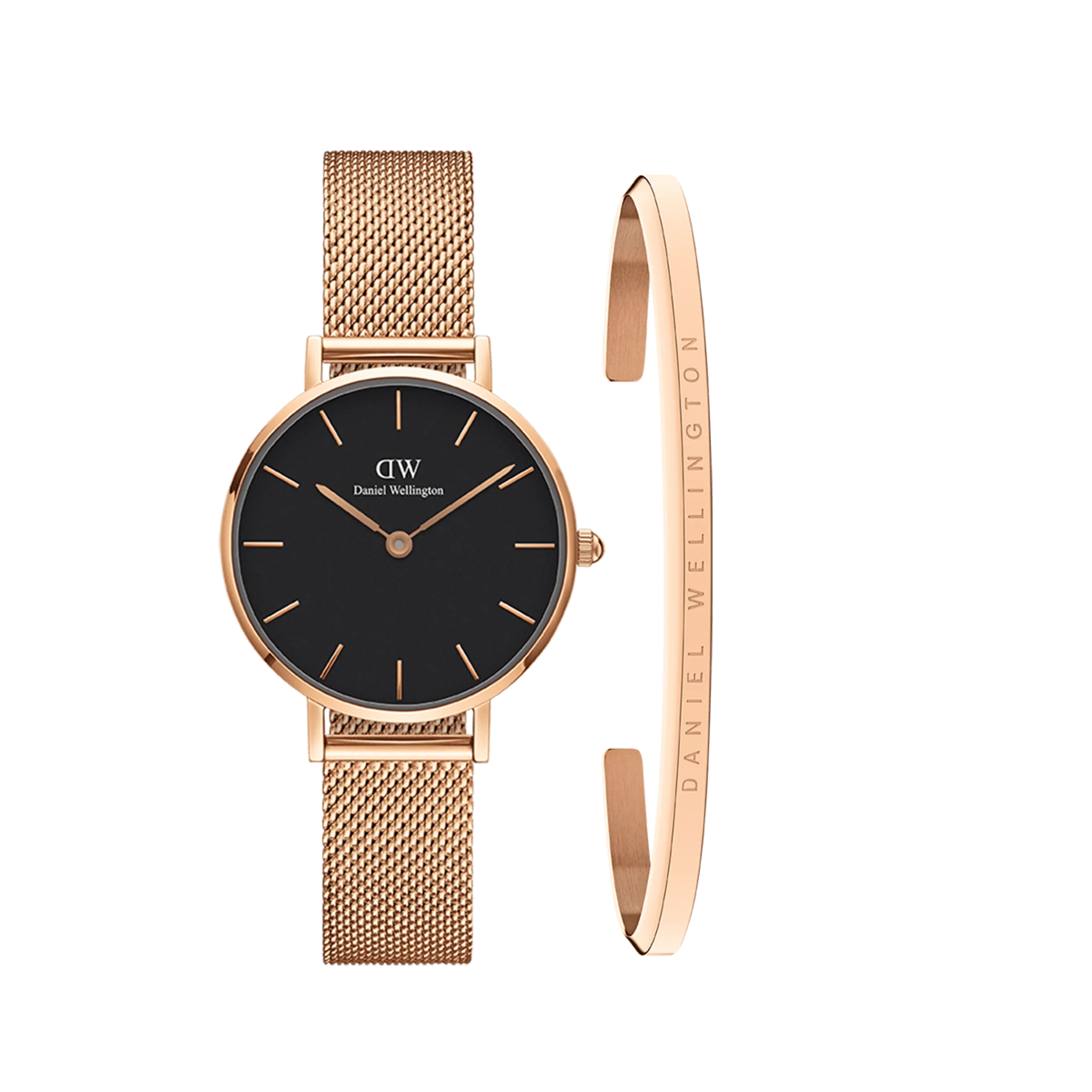 Classic Bracelet Rose Gold + Petite Melrose Black Rose Gold