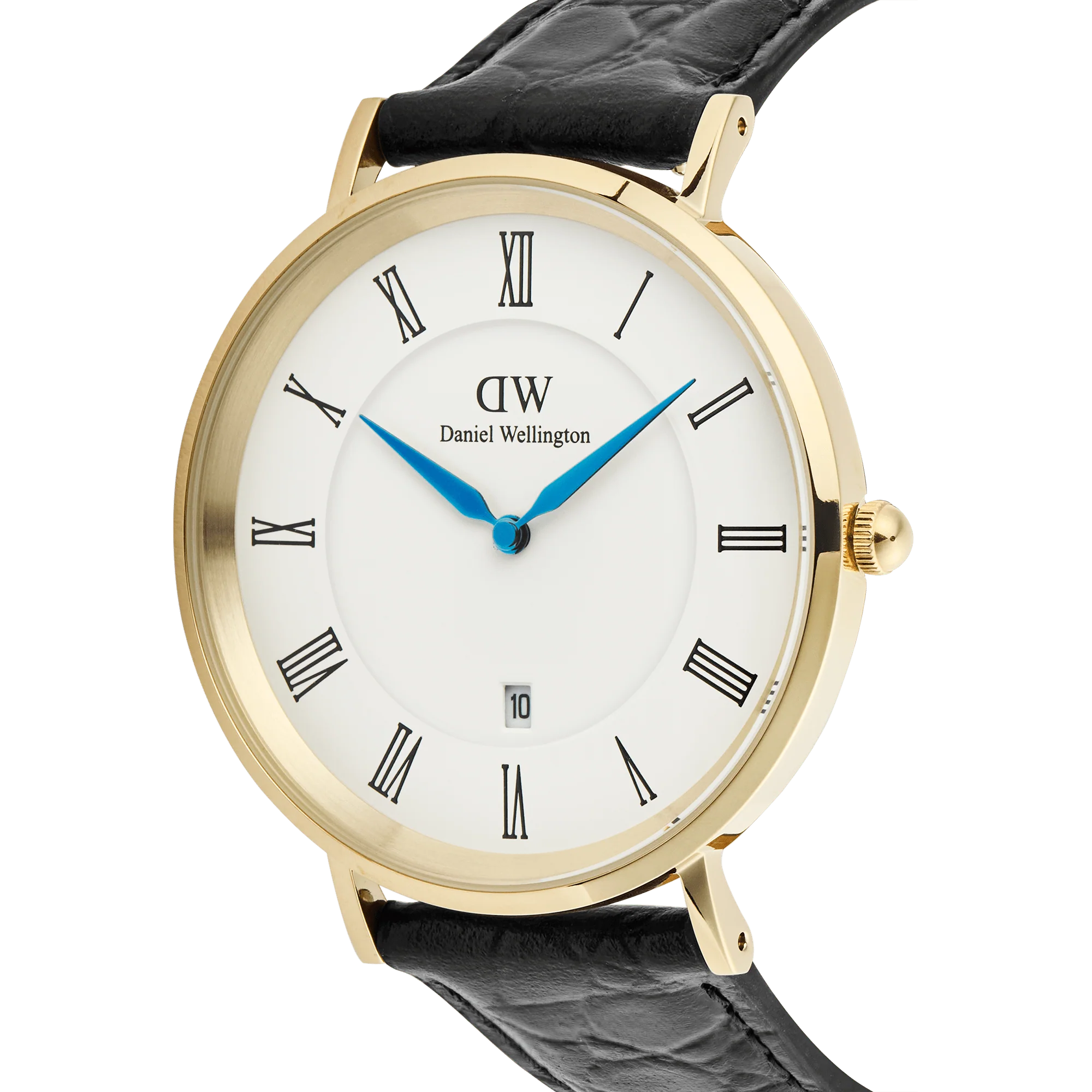 Classic Roman Numerals Date Black Croc Belly Gold - Image 3