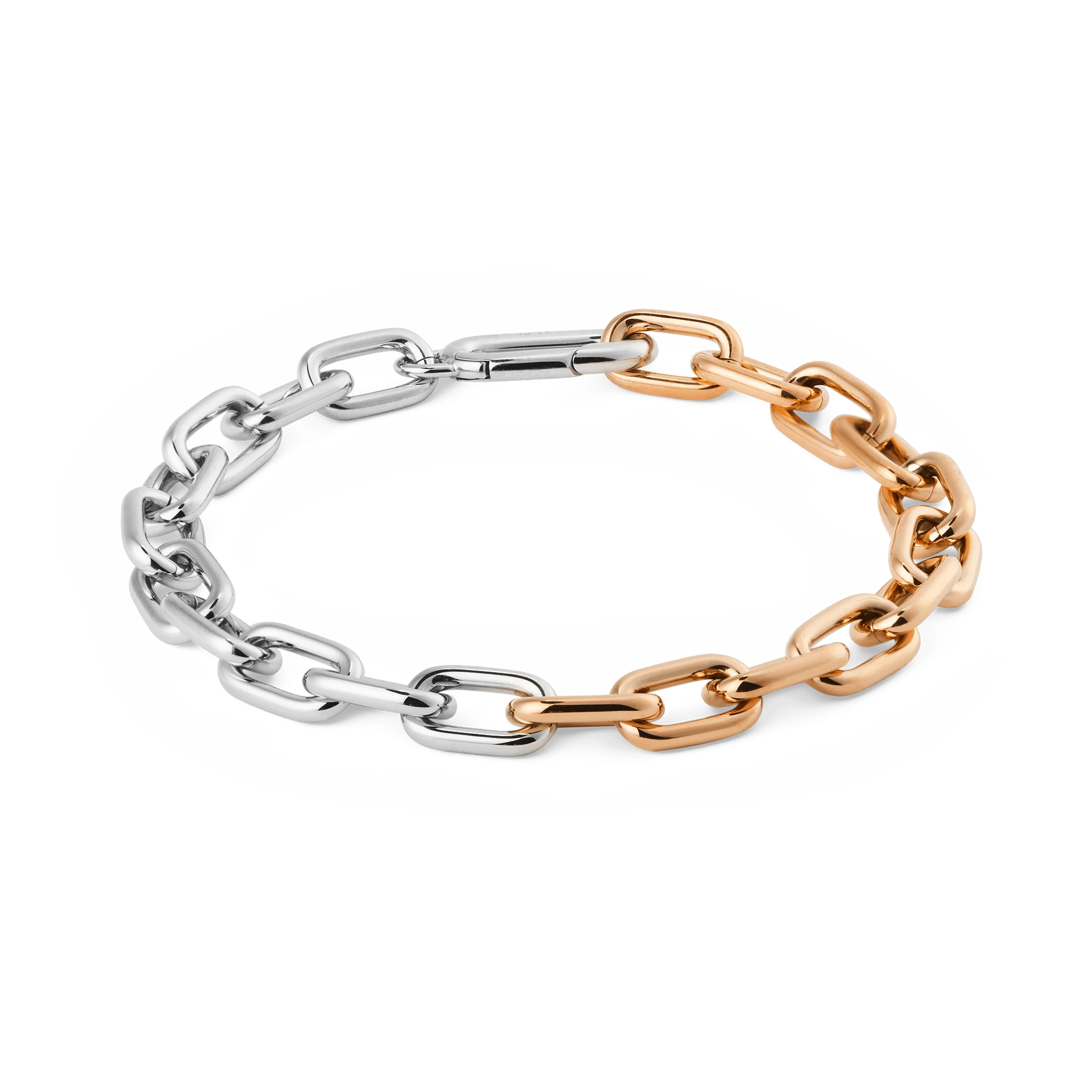 Contrast Link Bracelet Two Tone Rose Gold