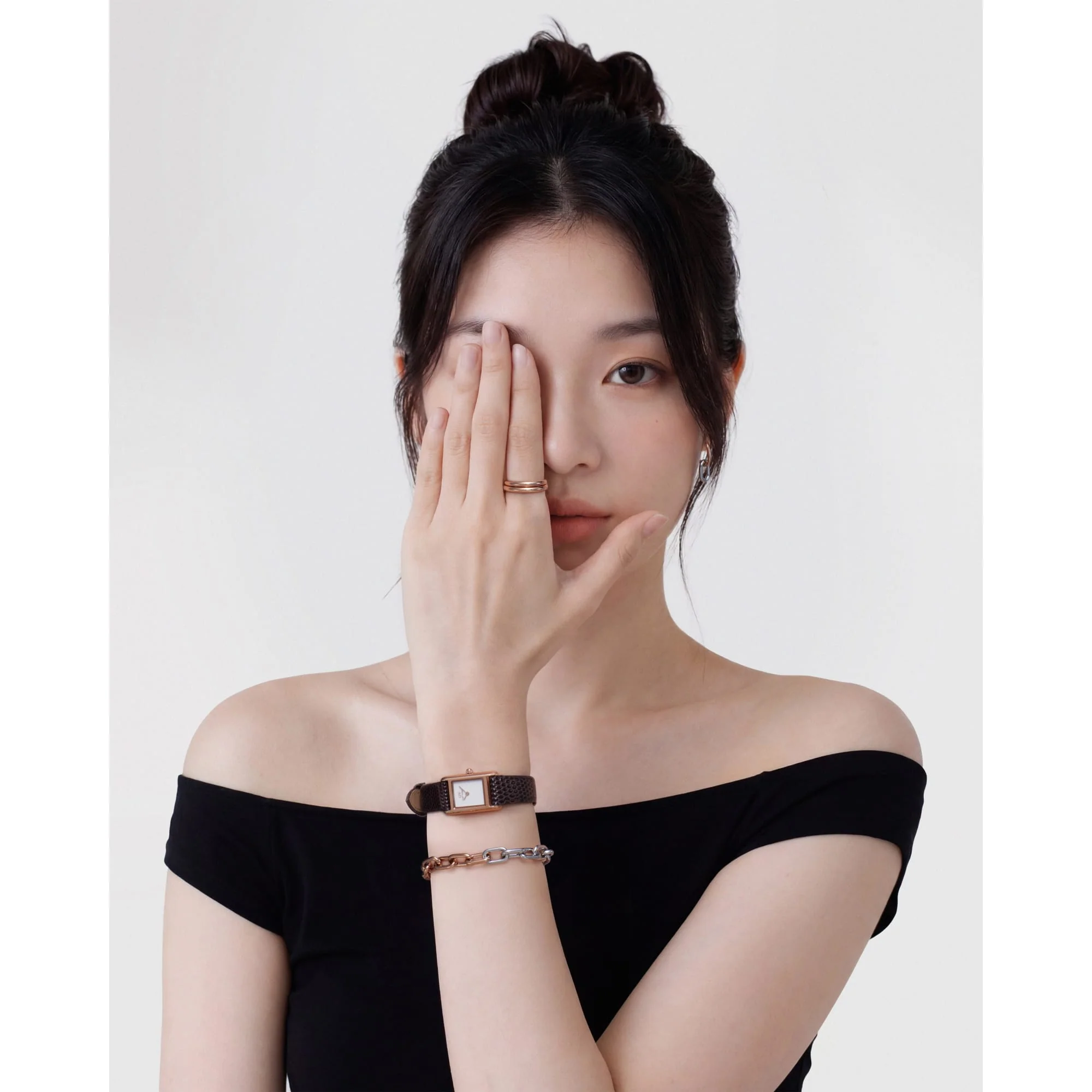 Contrast Link Bracelet Two Tone Rose Gold - Image 2