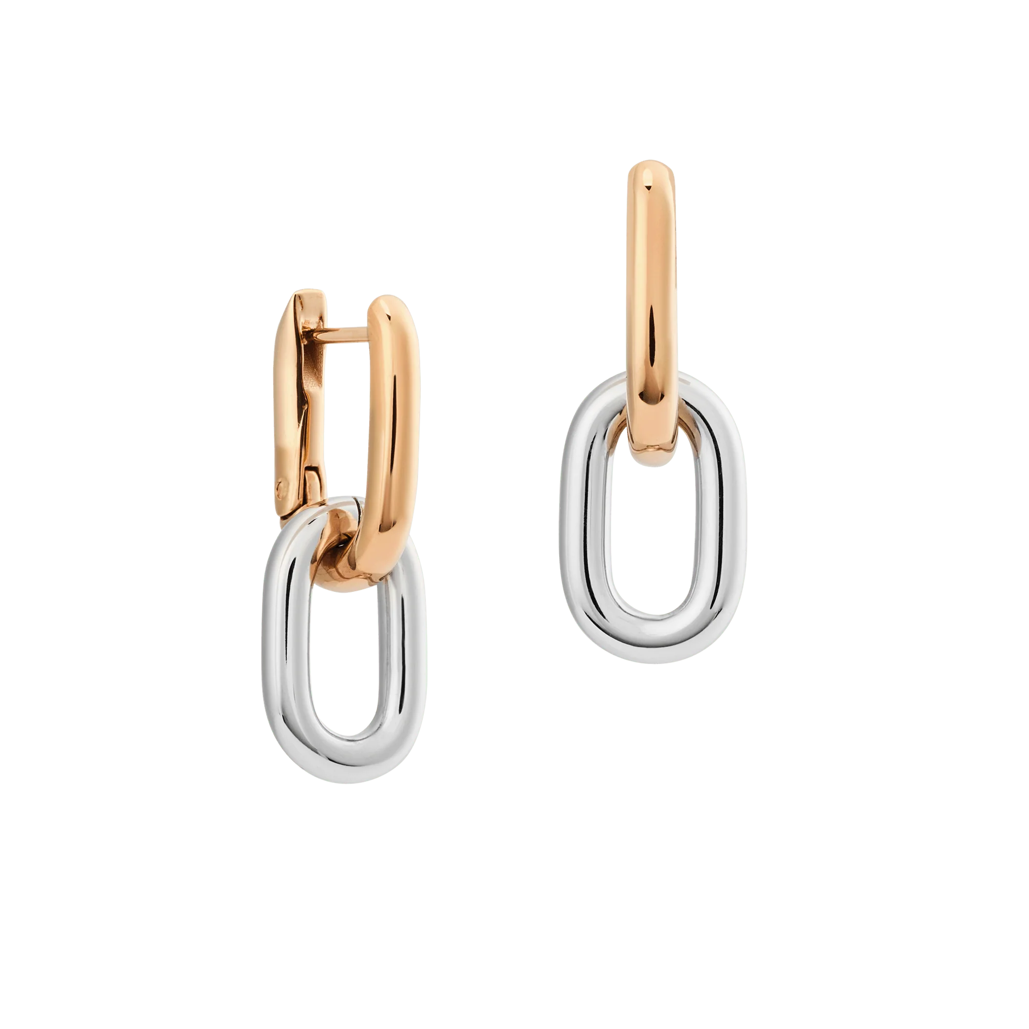 Contrast Link Earrings Two Tone Rose Gold