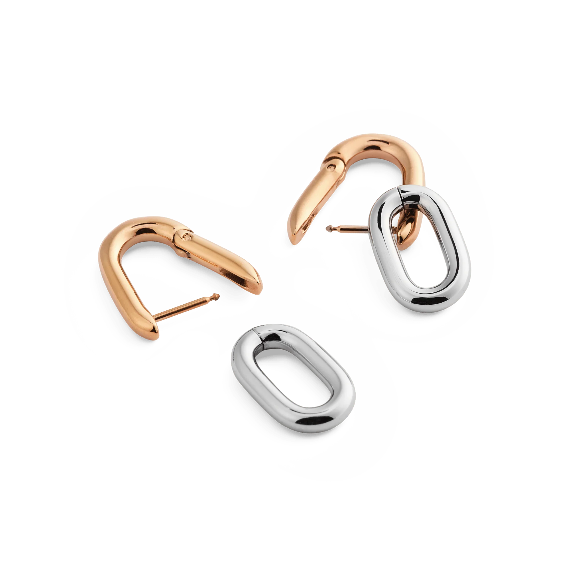 Contrast Link Earrings Two Tone Rose Gold - Image 4