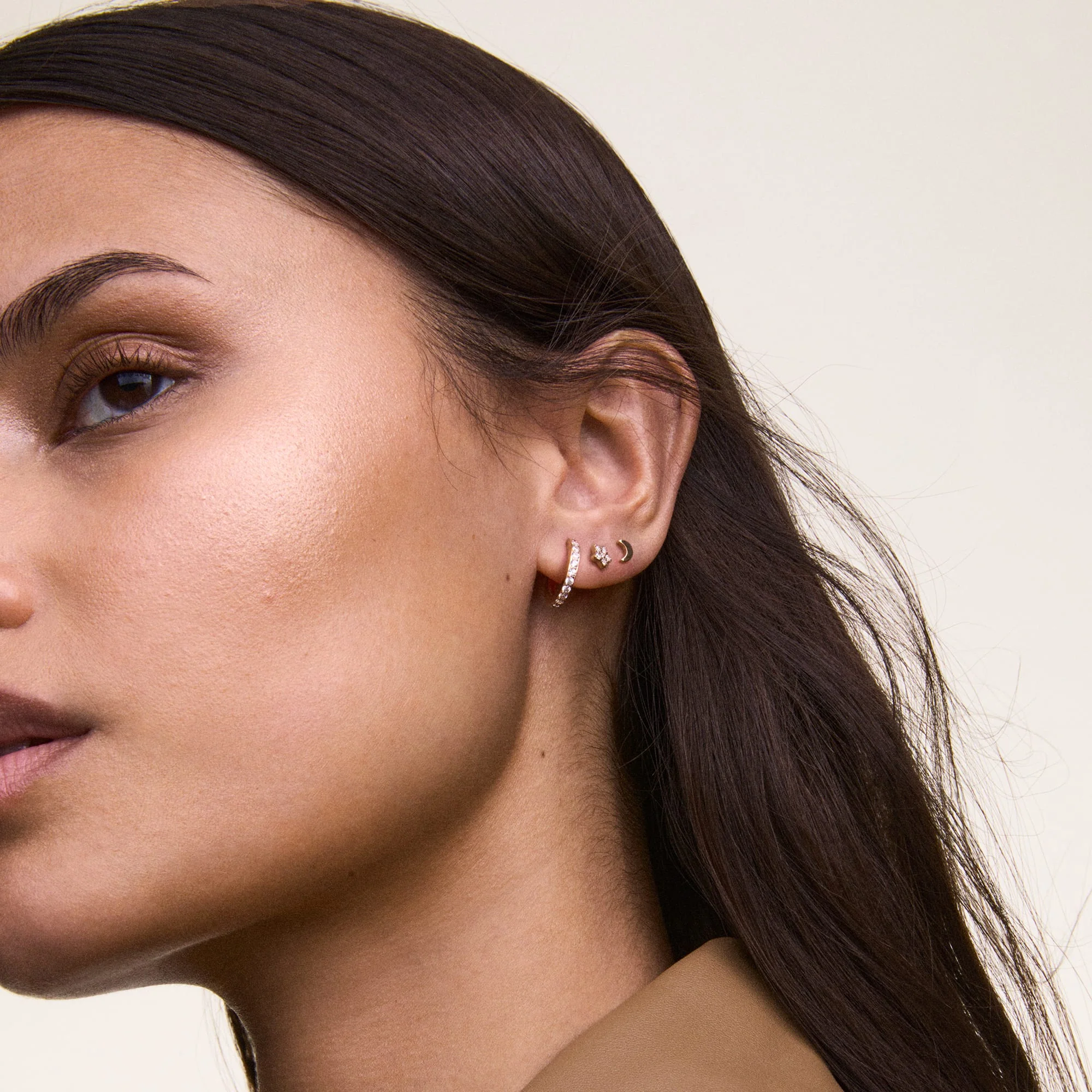 Crystal Hoop Earring Rose Gold - Image 2