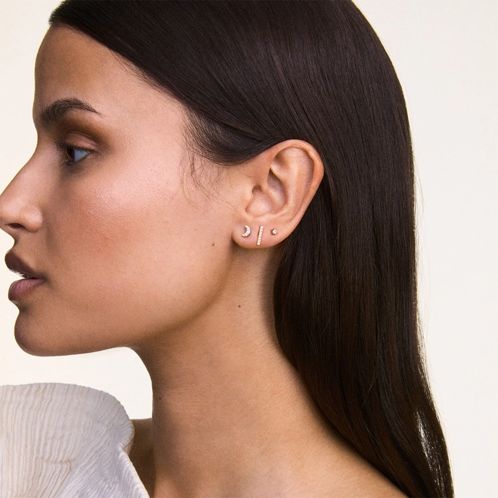 Crystal Moon + Crystal Bar + Crystal Stud Gold Set - Image 2