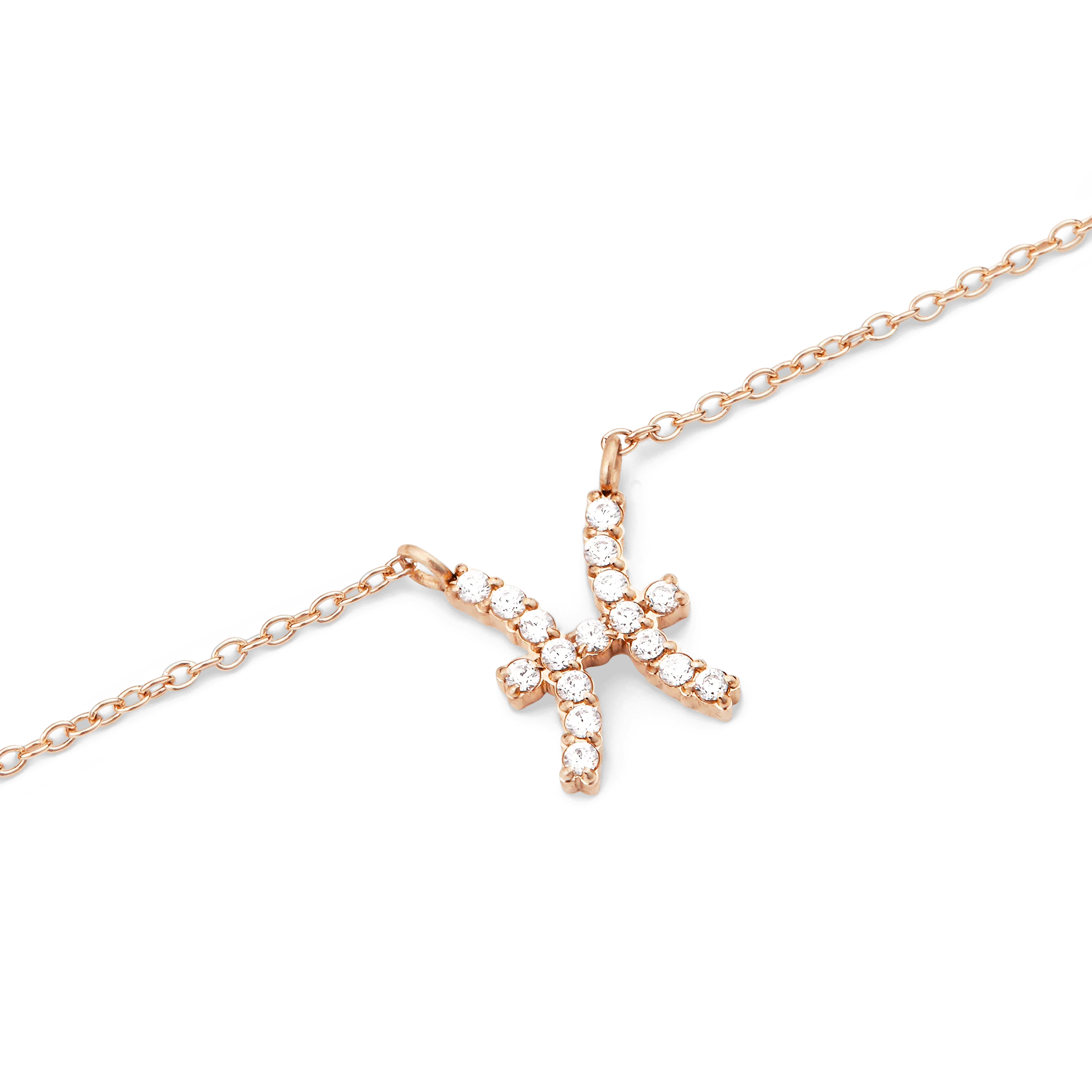 Crystal Zodiac Chain Necklace Rose Gold