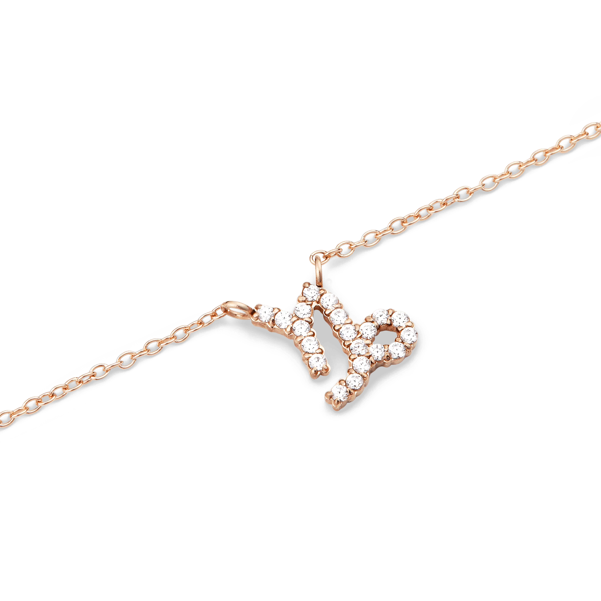 Crystal Zodiac Chain Necklace Rose Gold - Image 11