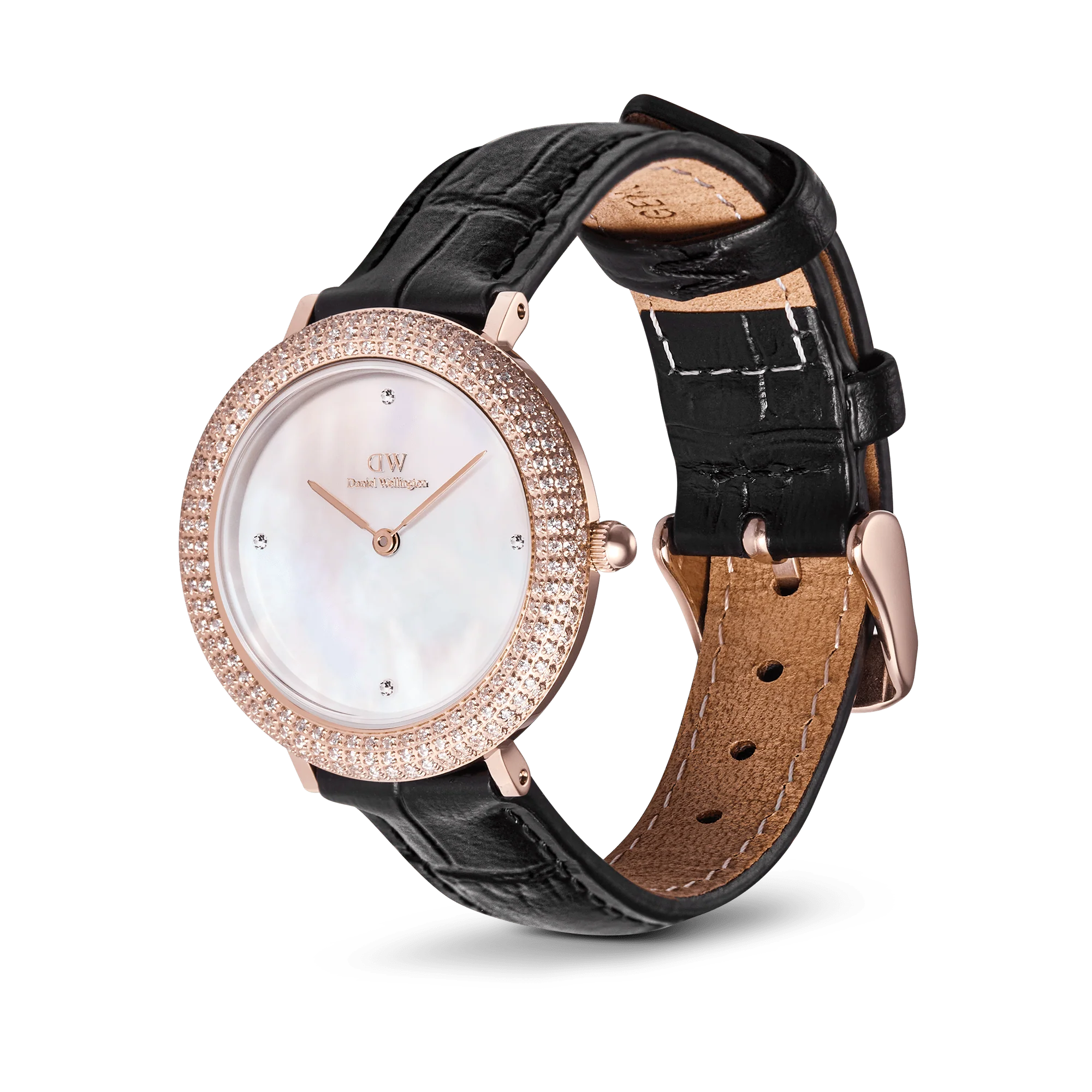 Crystalline Bezel Black Croc Rose Gold - Image 3