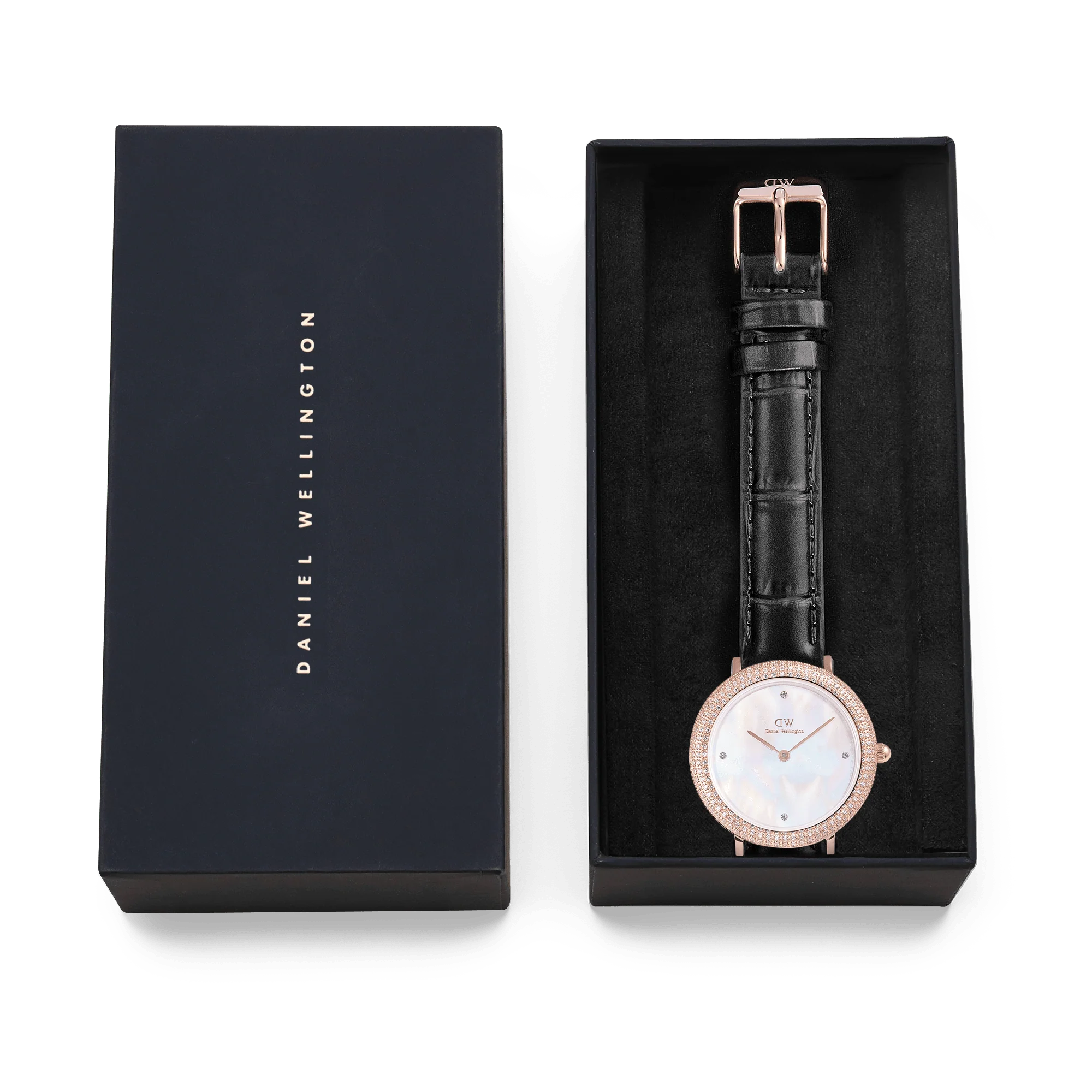Crystalline Bezel Black Croc Rose Gold - Image 6