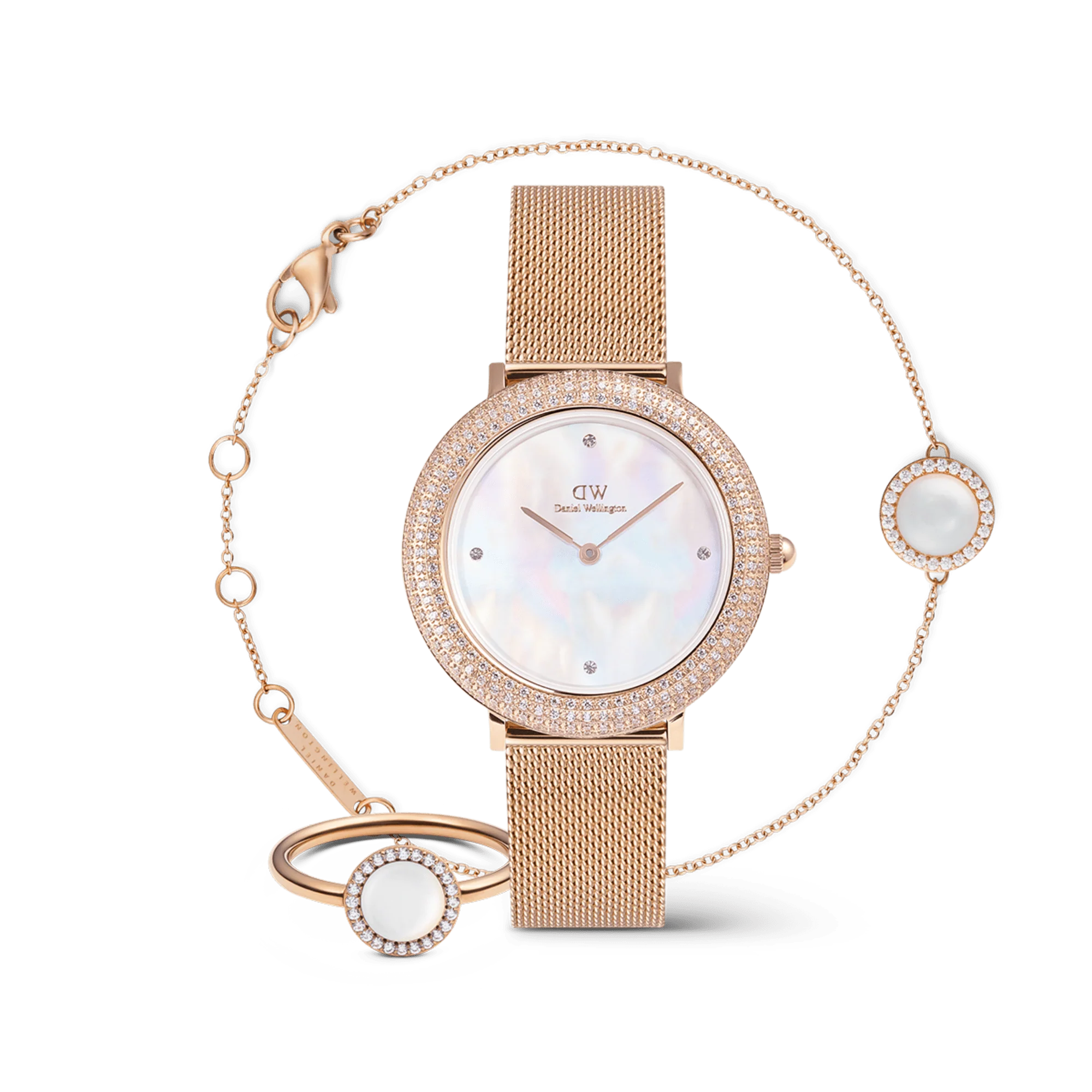 Crystalline Bezel & Audrey MOP Rose Gold Set