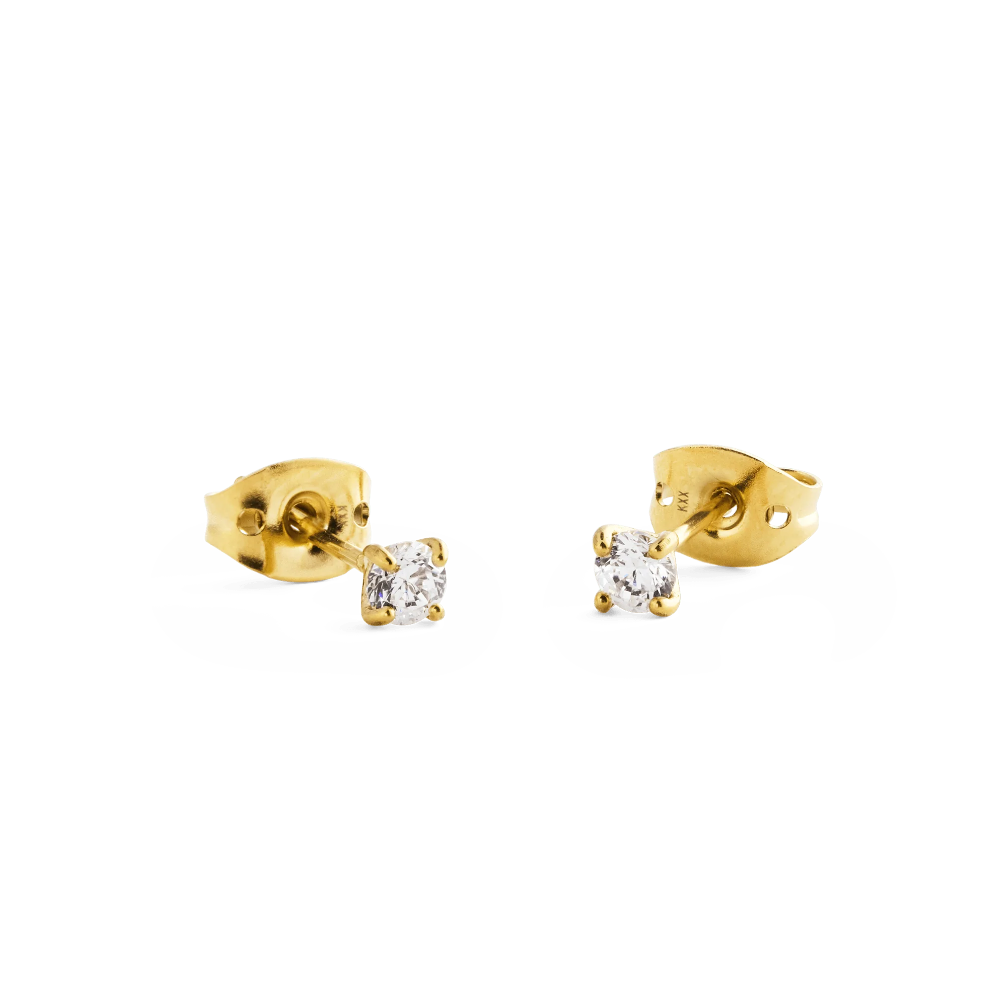 Mirelle Solitaire Stud Earrings Gold - Image 3