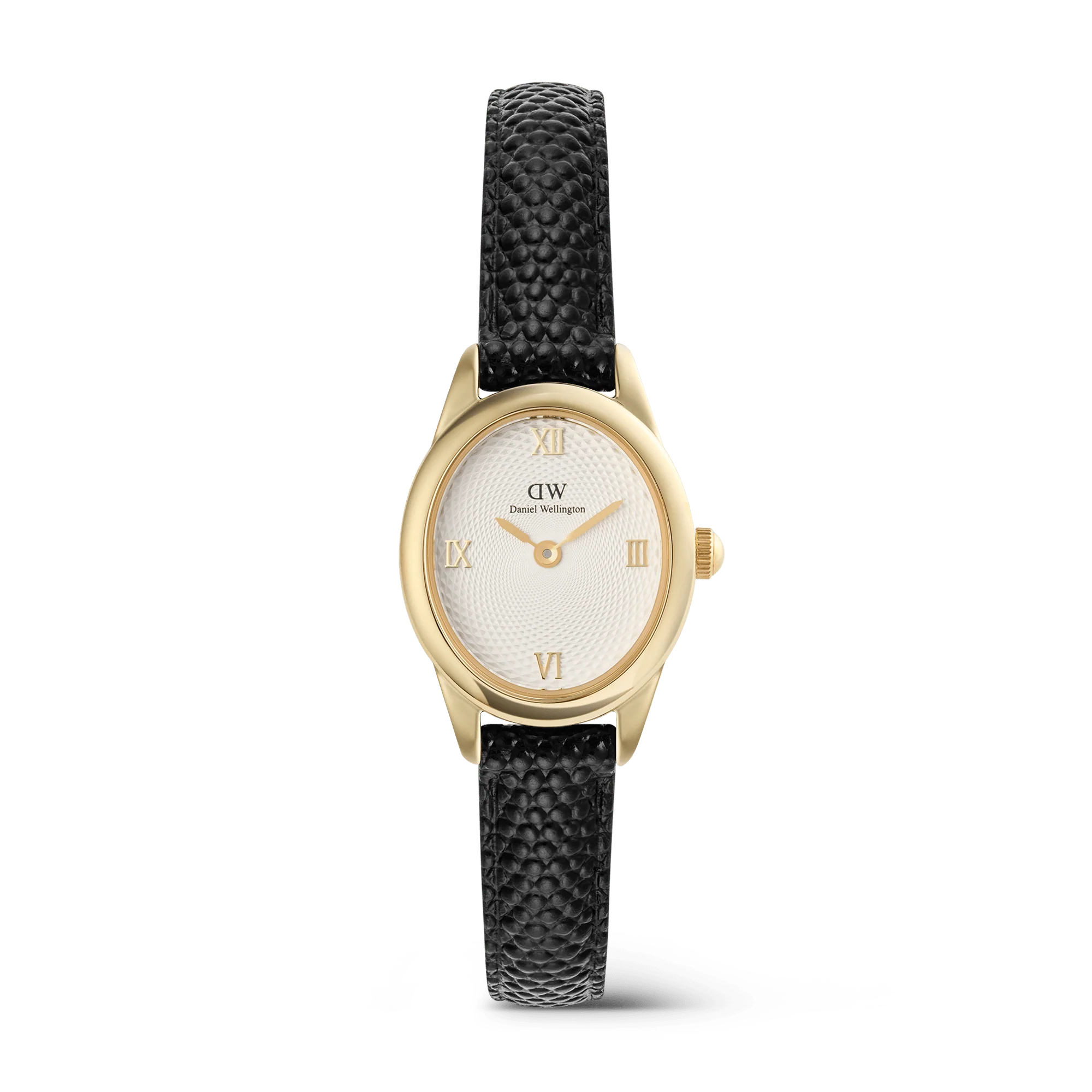 Ophelia Mini Black Lizard White Guilloché Gold