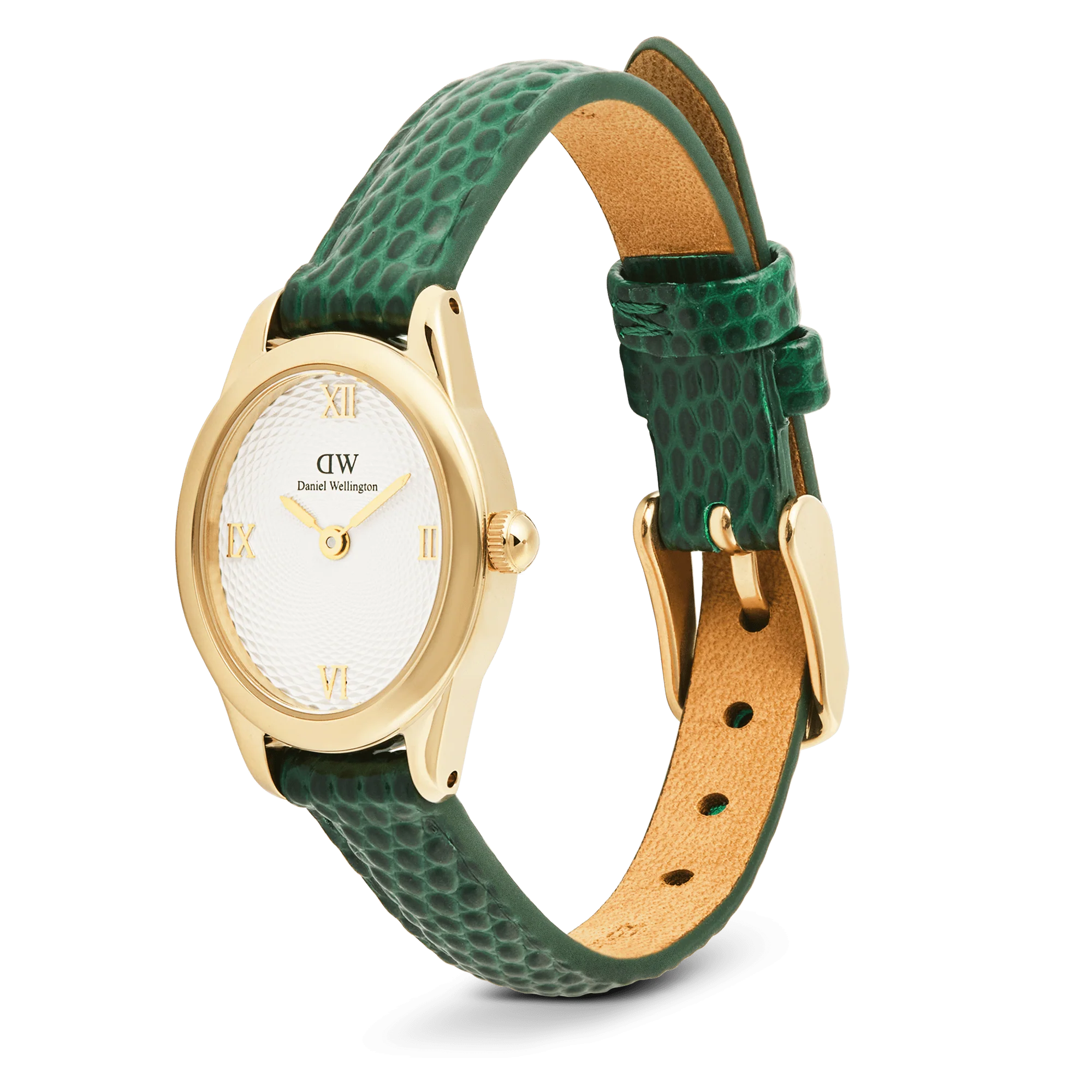 Ophelia Mini Green Lizard White Guilloché Gold - Image 5