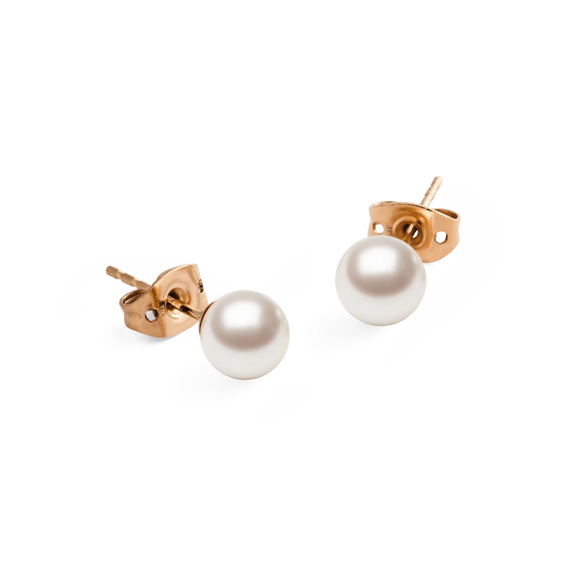 Pearl Stud Earrings Rose Gold - Image 3