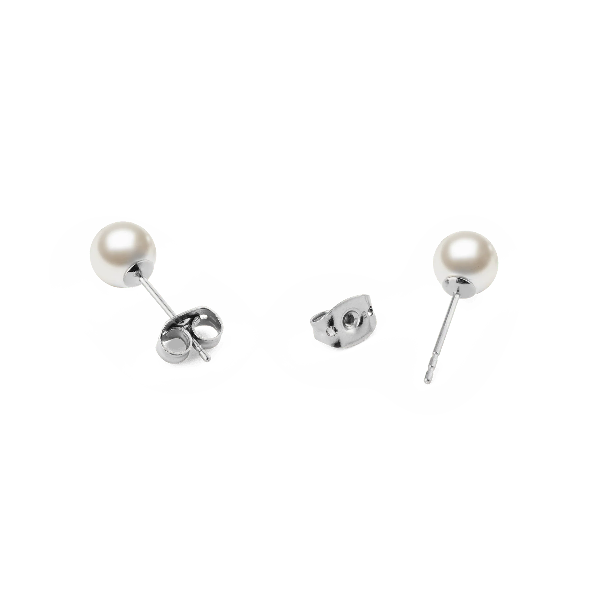Pearl Stud Earrings Silver - Image 4