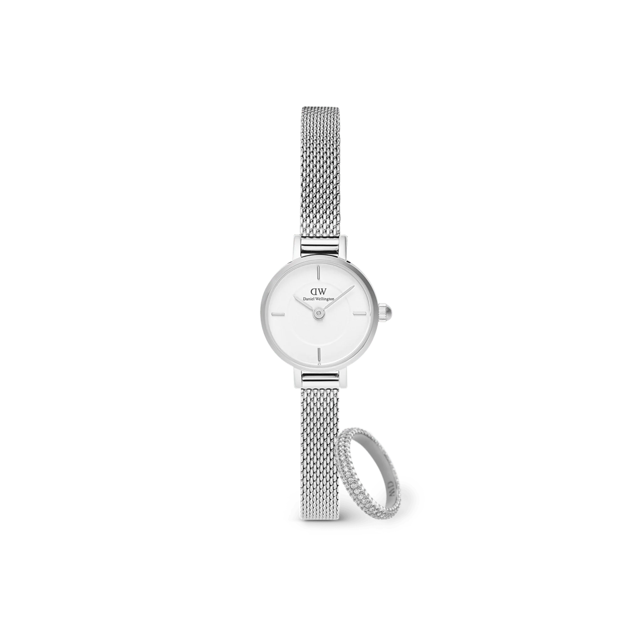 Petite Mini & Pave Crystal Ring Silver Set