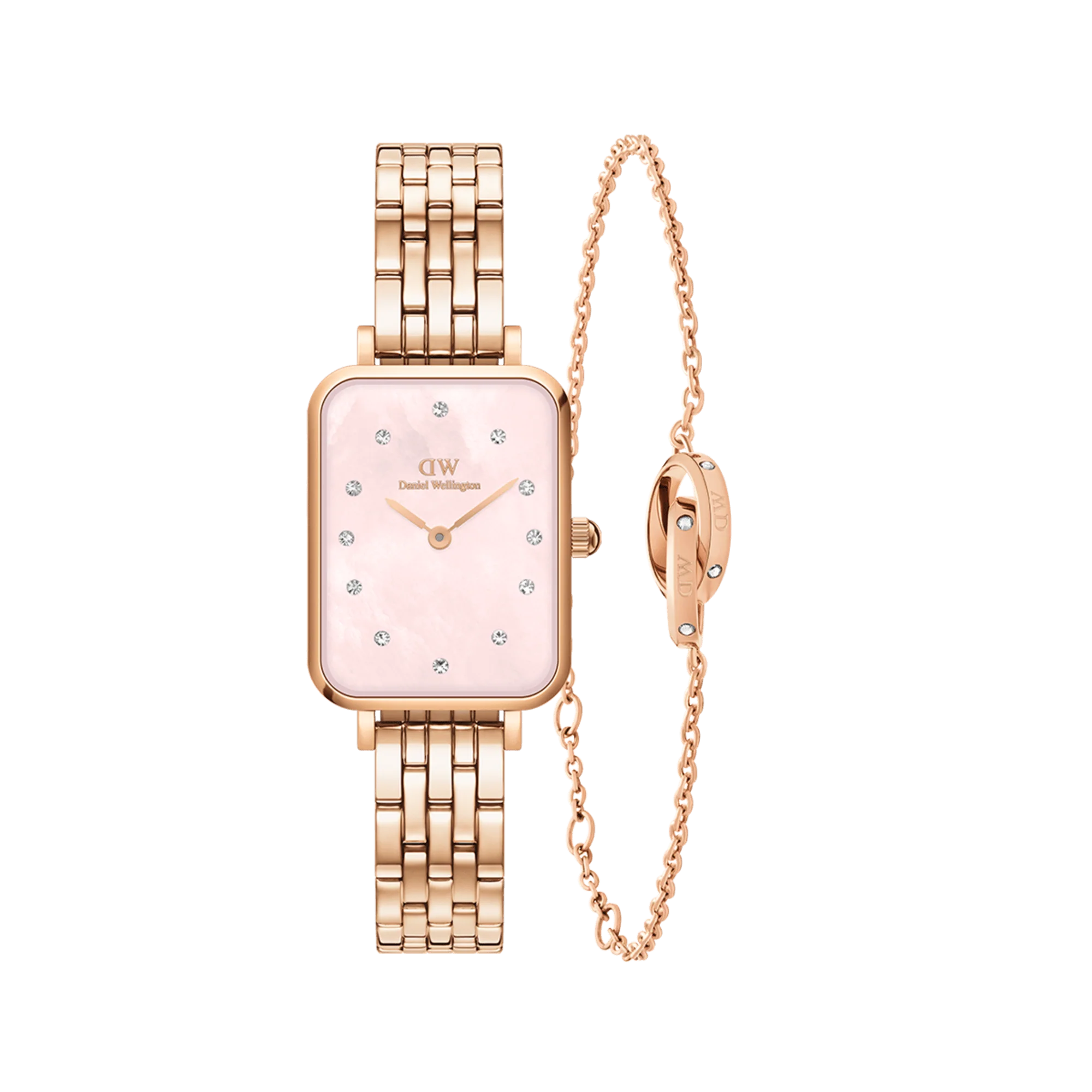 Quadro Lumine 5-link Melrose Pink MOP & Classic Unity Lumine Bracelet RG