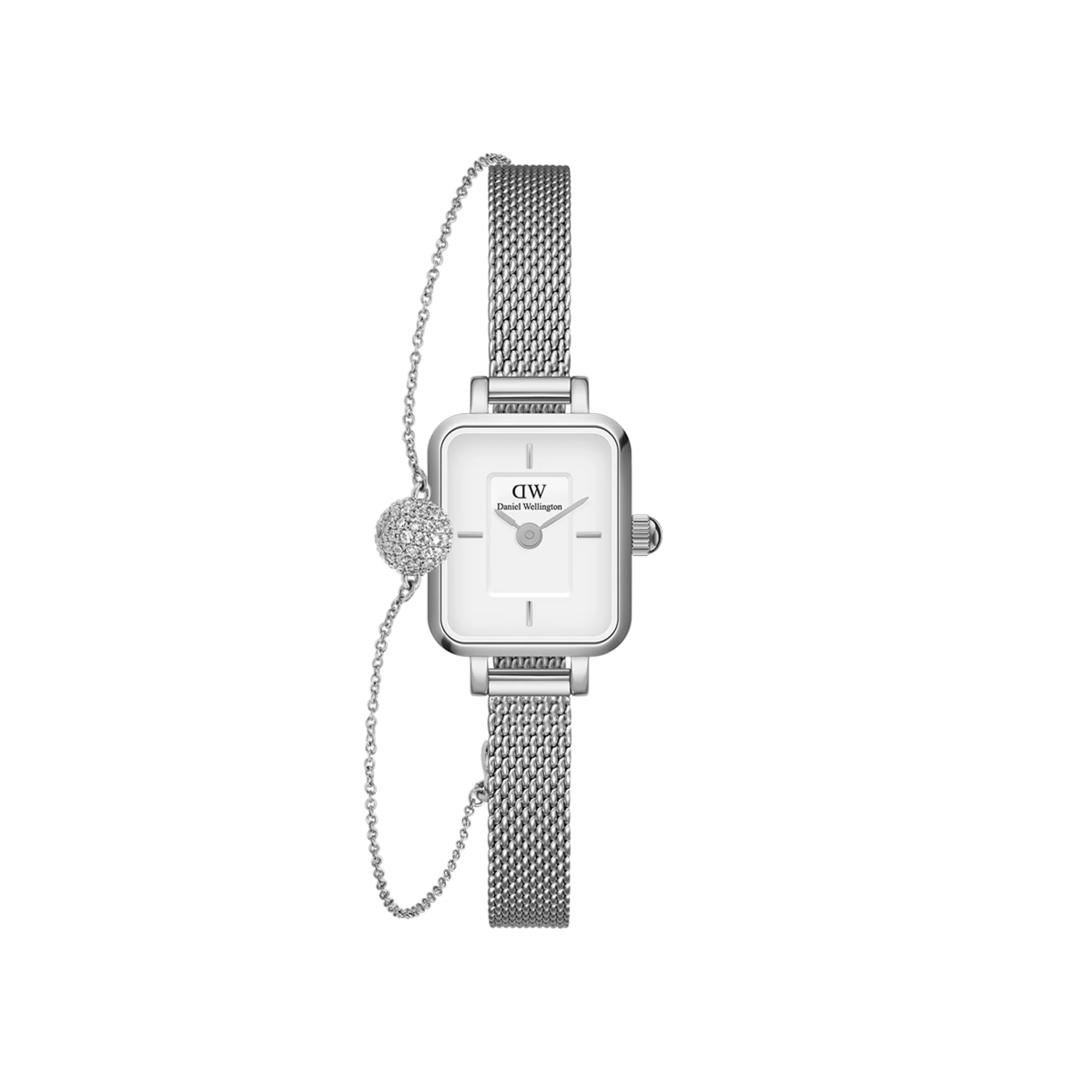 Quadro Mini Sterling & Pavé Crystal Pendant Bracelet Silver