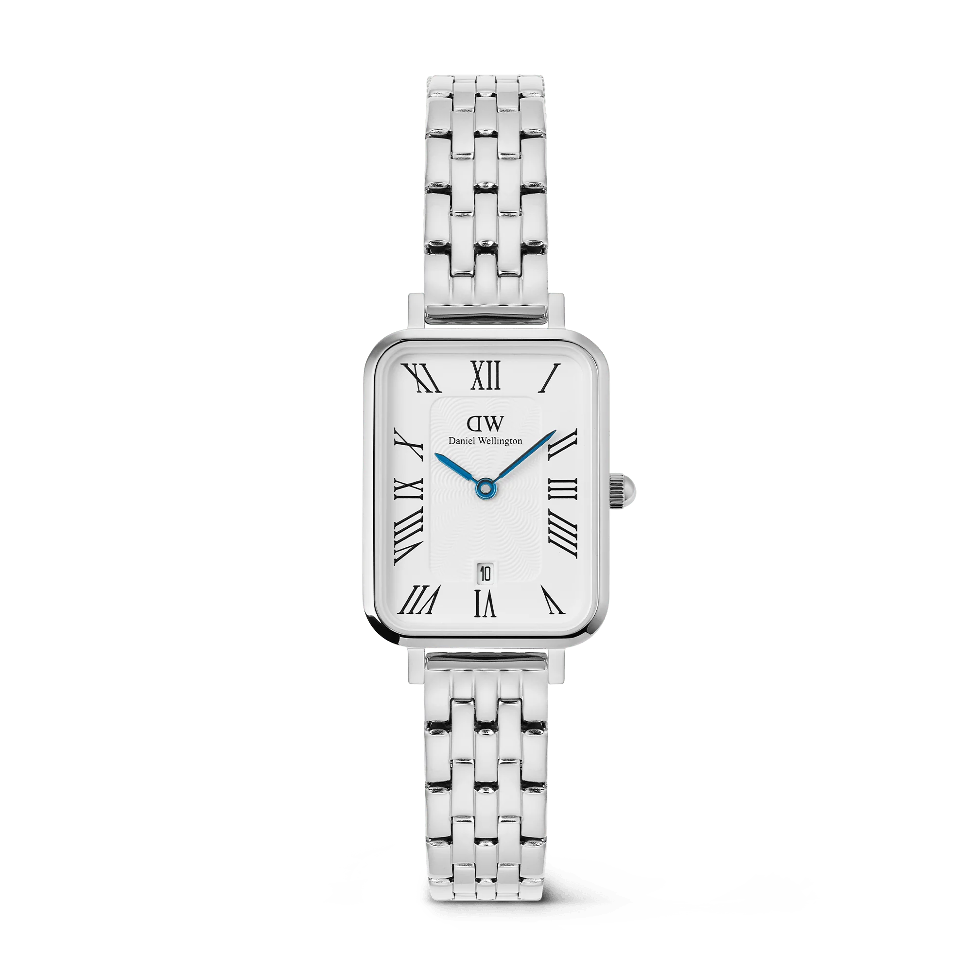 Quadro Roman Numerals Date 5-link Silver