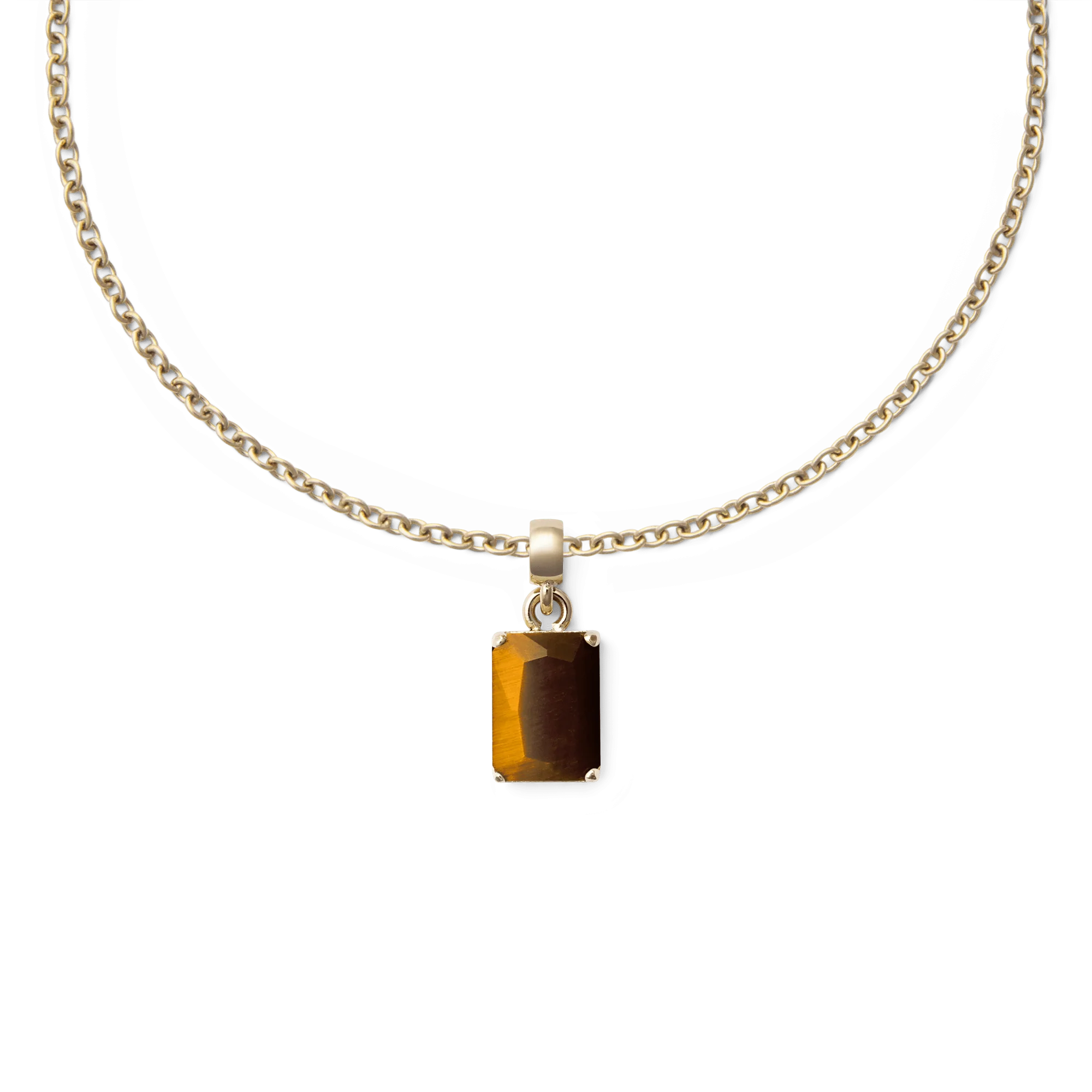 Tiger eye Octagon Gold Charm - Image 3