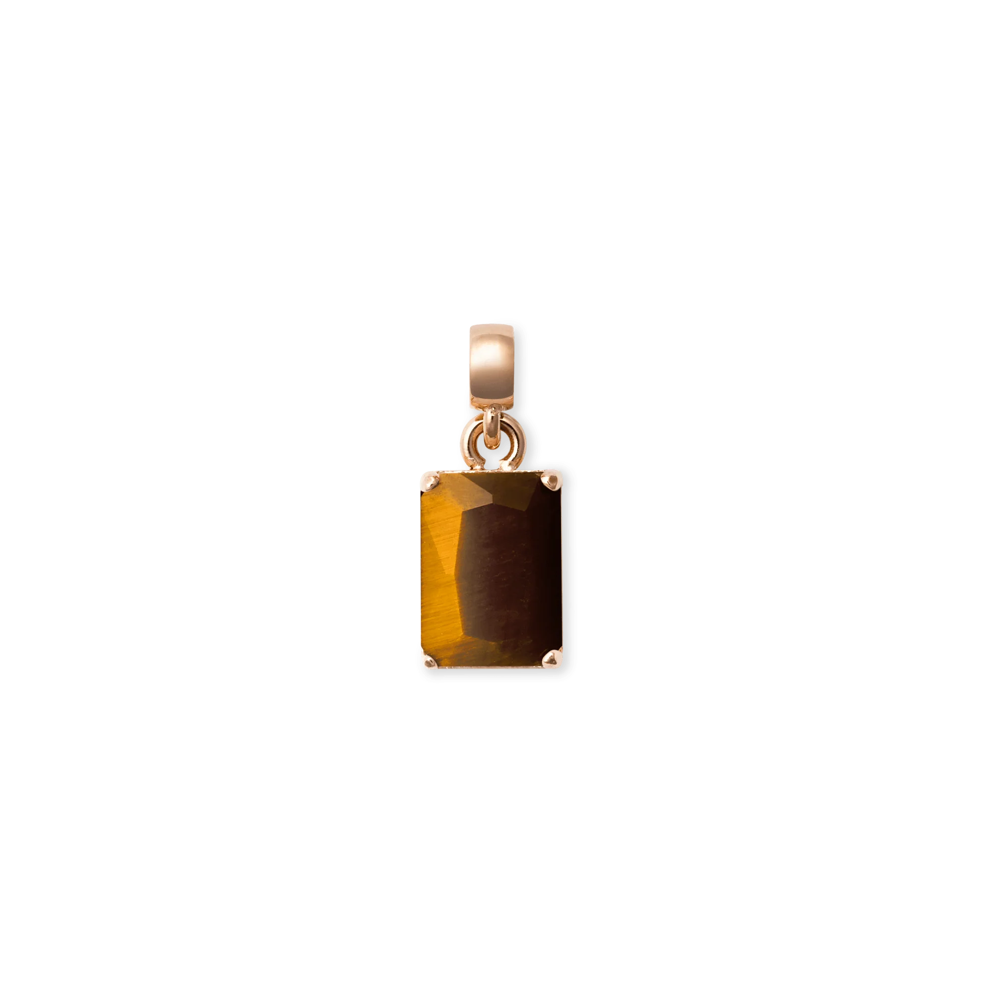 Tiger eye Octagon Rose Gold Charm